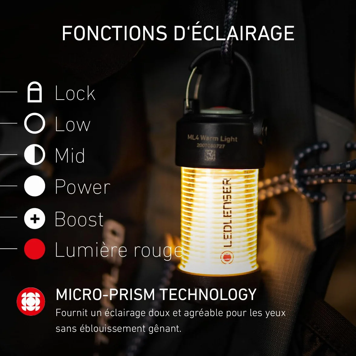 Ledlenser ML4 LED Lanterne Rechargeable 300 Lumens 40h Autonomie Lumière Rouge