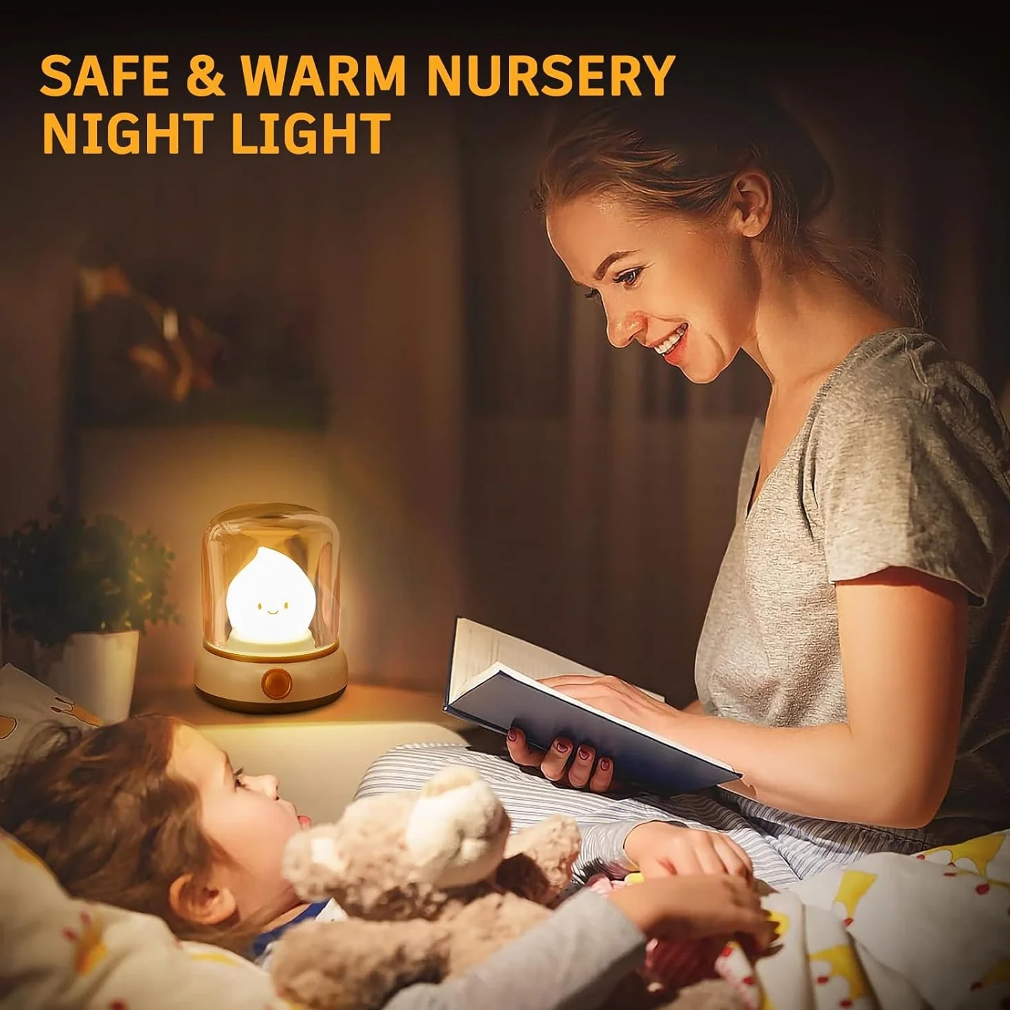 VoMii Lampe de Chevet LED Dimmable avec Mode Chaud et Bougie, USB Rechargeable avec Minuteur