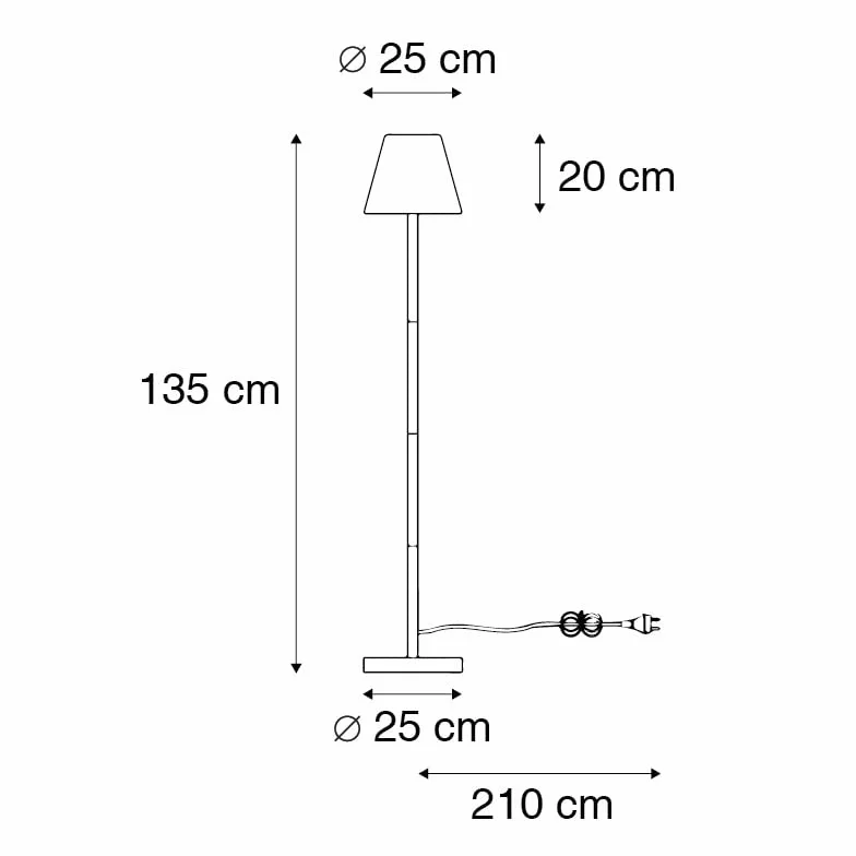 QAZQA Virginia Lampadaire 1 Lumière Ø 25 cm Noir Design Éclairage Extérieur