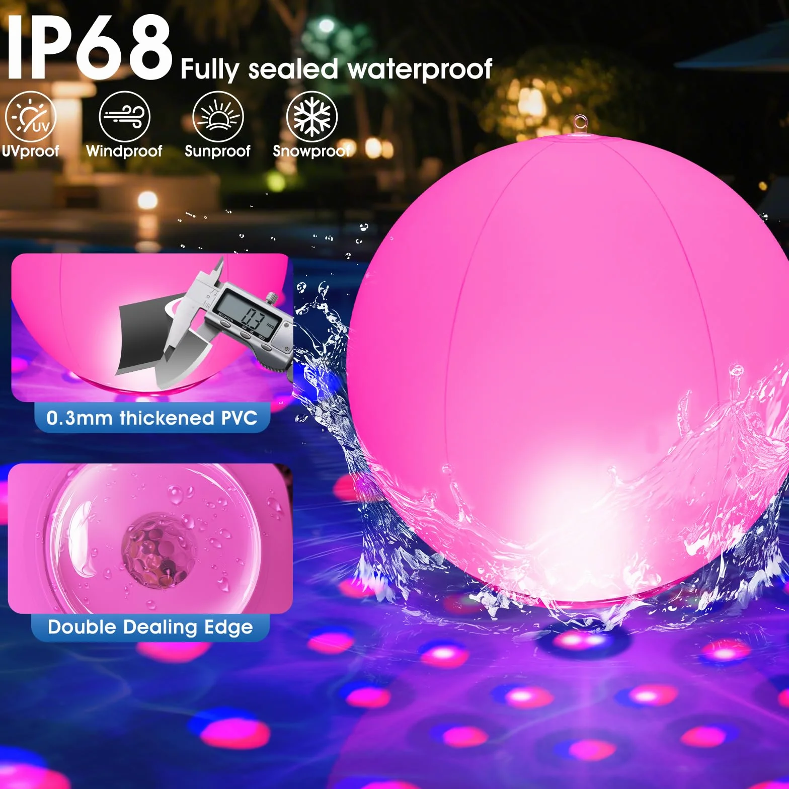 KingSom Lampe Flottante Piscine Solaire IP68 Ø38cm 2 Pièces