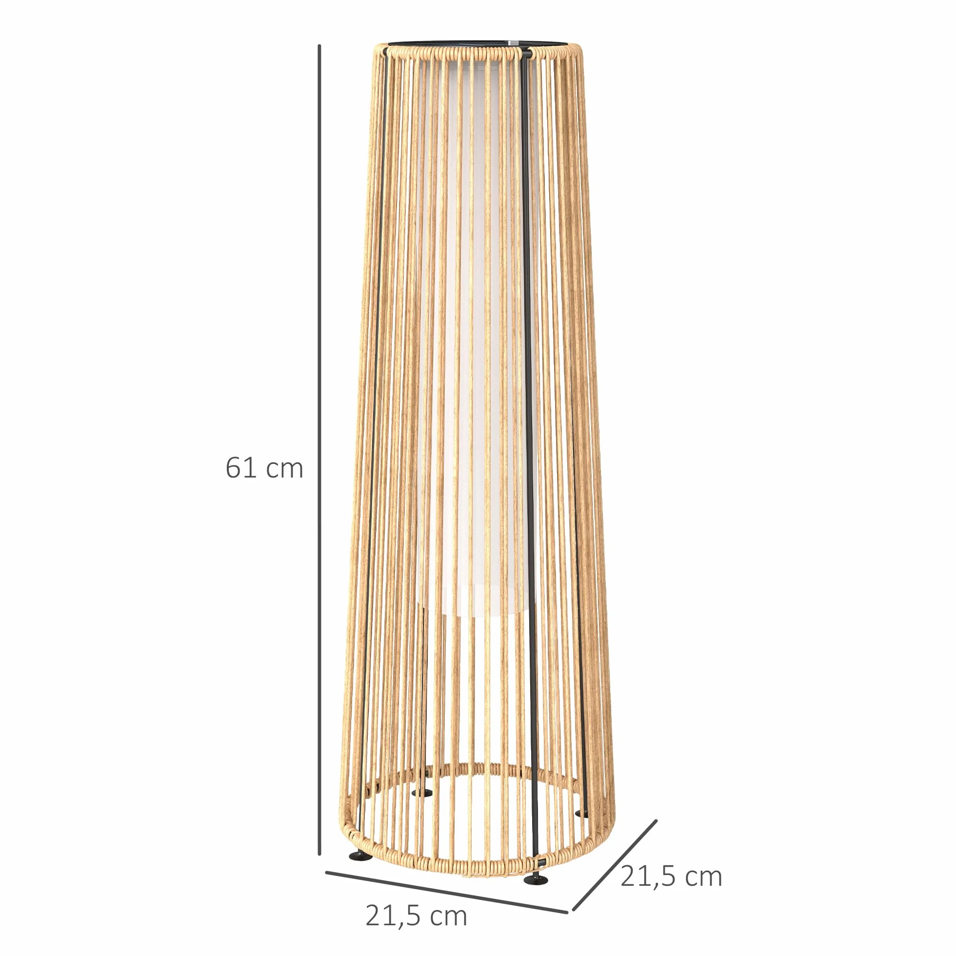 Outsunny Lampadaire LED de jardin style colonial résine tressée Ø 21,5 x 61 cm beige