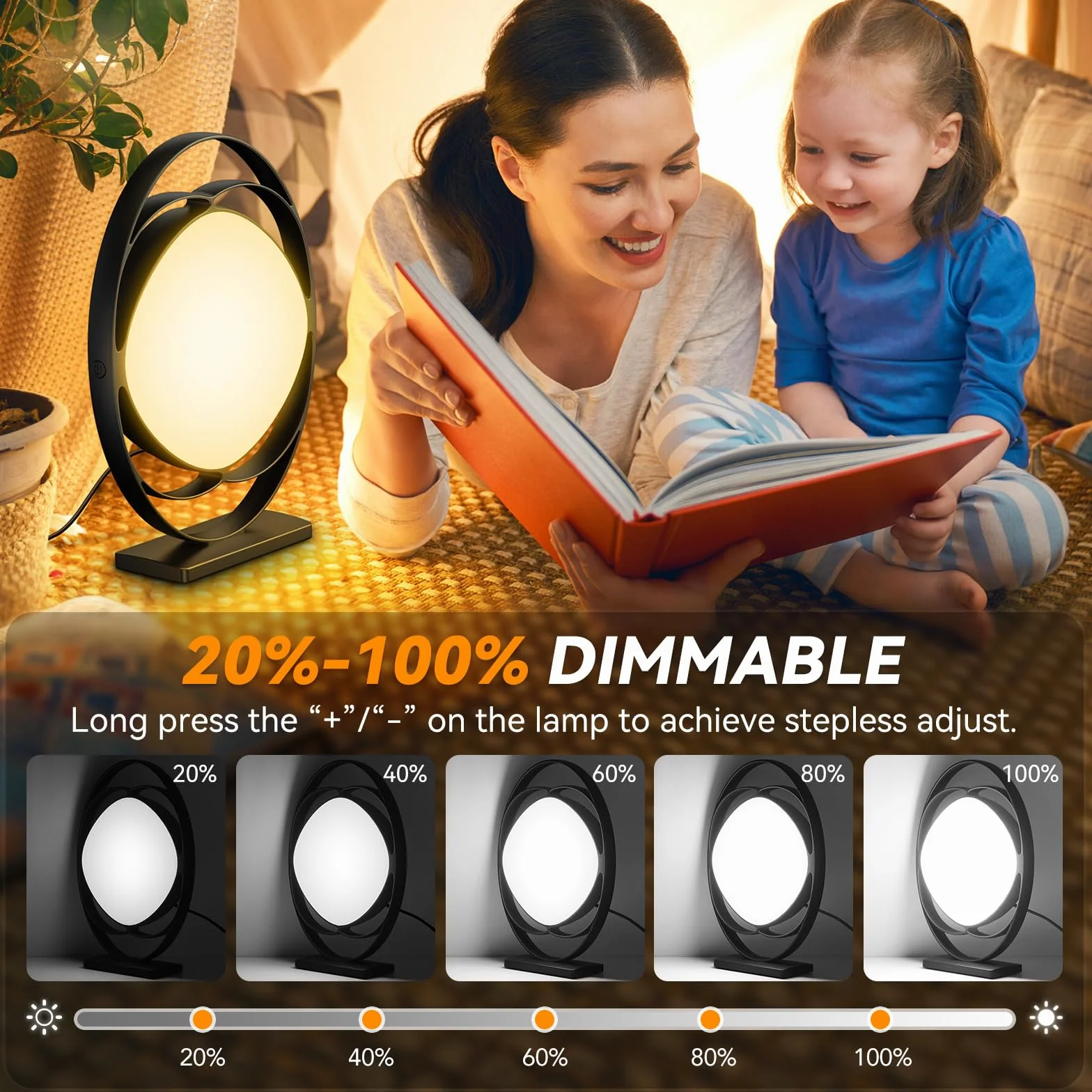 Lampe de Luminothérapie 10000 Lux Sans UV, Rotatif 210°, 3 Températures de Couleur, 4 Minuteries, 5 Luminosités, Fonction Mémoire