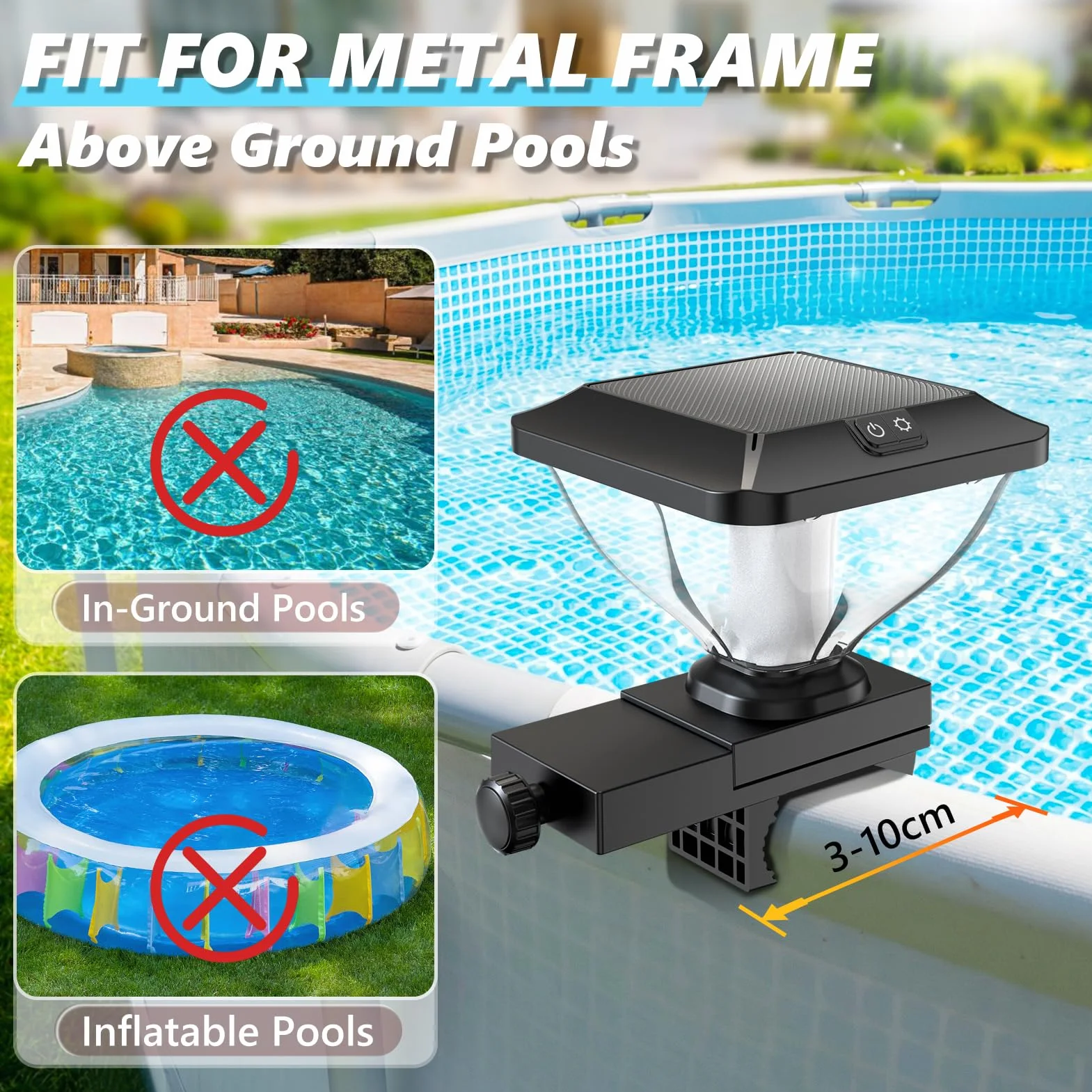 DeeprBling Lumiere Solaire Piscine Hors Sol LED RGB IP68 1 Pièce
