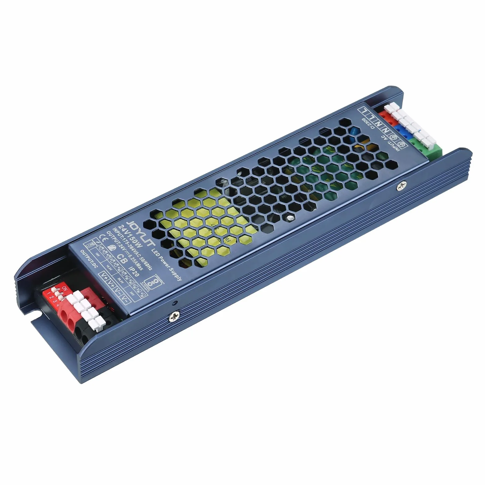 JOYLIT Alimentation 24V 150W Professionnelle, Transformateur AC-DC 24 Volt 6.25A Ultra Mince, Réglage Tension 4 Niveaux 24VDC LED Driver