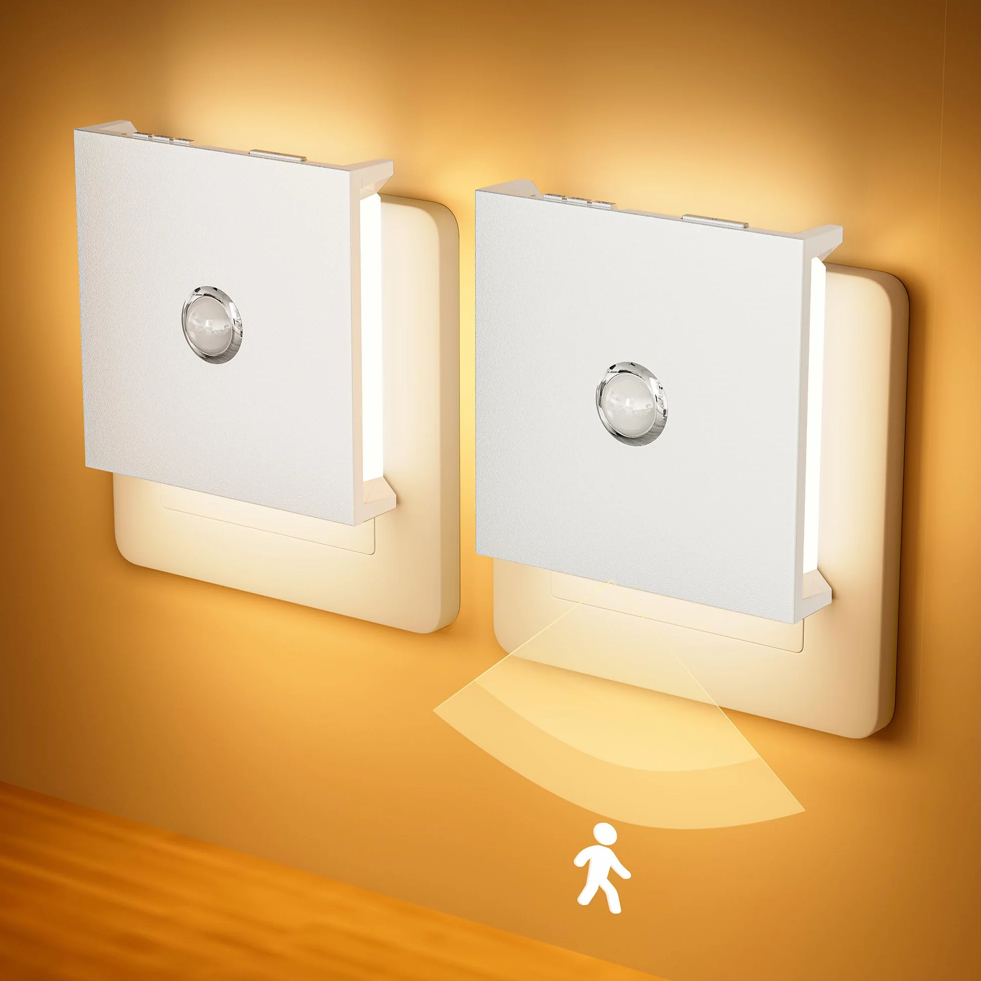 Veilleuse Prise Electrique 2PCS Enfant Dimmable Detecteur de Mouvement avec Fonction Mémoire 2700K Blanc Chaud