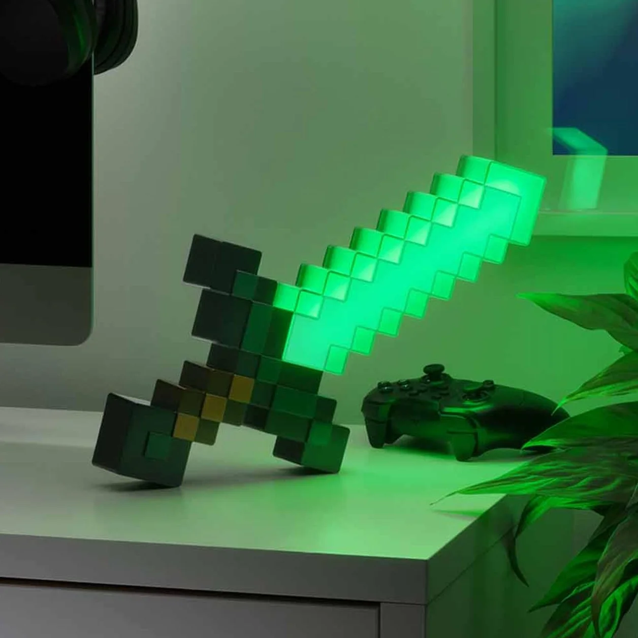 Minecraft Épée en Diamant Lumière Officielle 3 Modes Dynamiques Décor Chambre Gamer Piles USB