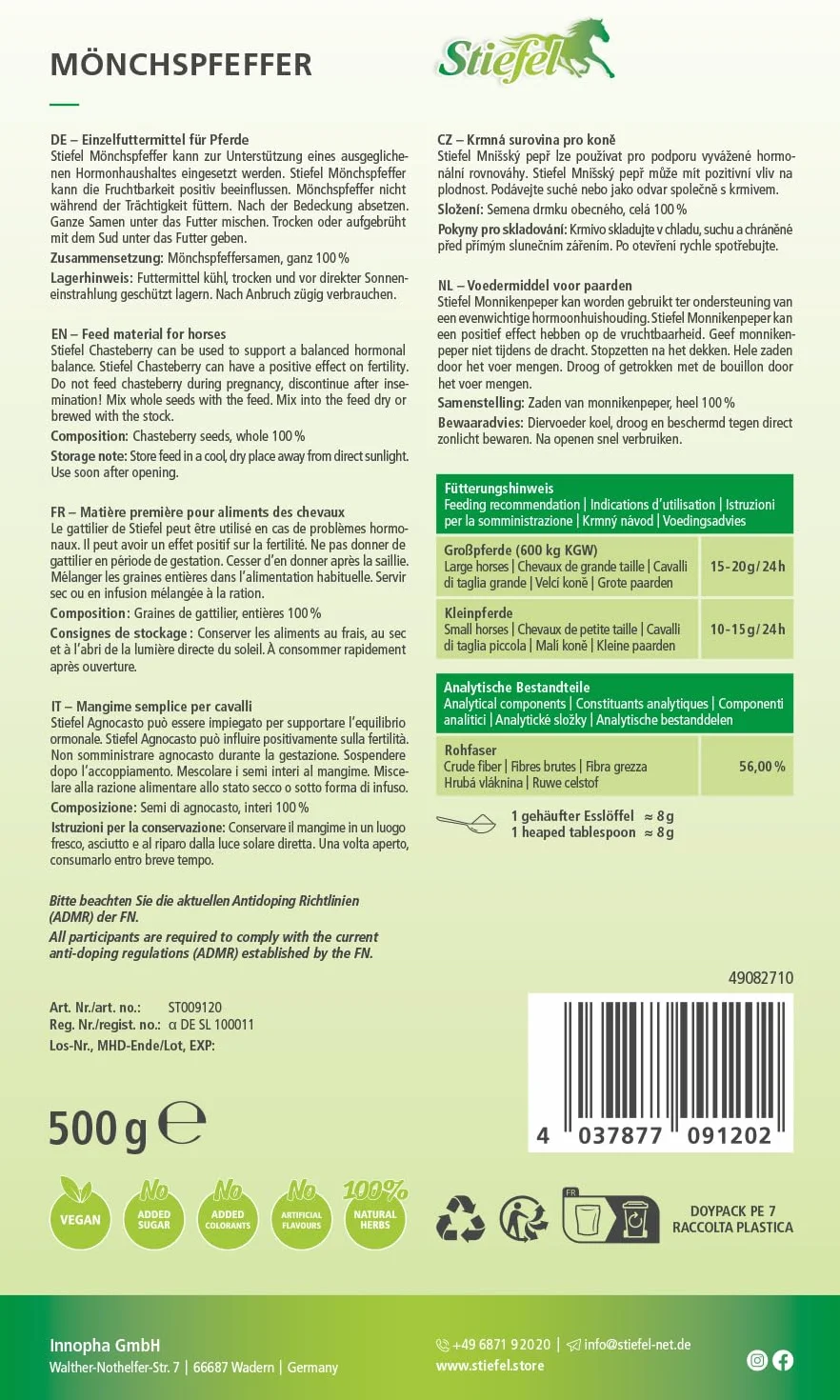 Stiefel Chasteberry Whole Seeds 500 g