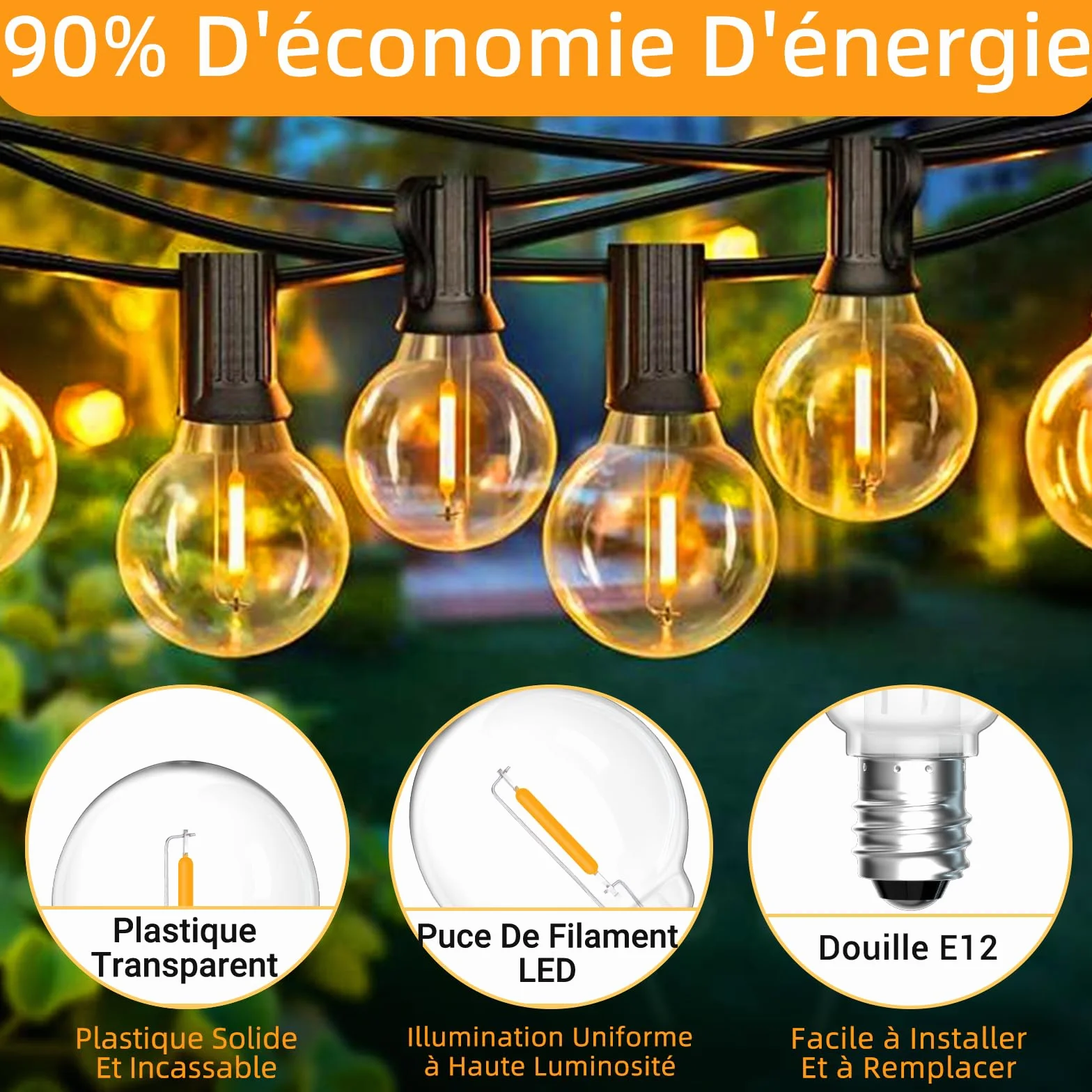 Ampoules LED G40 E12 1W 1W=7W Blanc Chaud 2700K 230V 100LM IP54 Étanche Non Dimmable Lot de 25