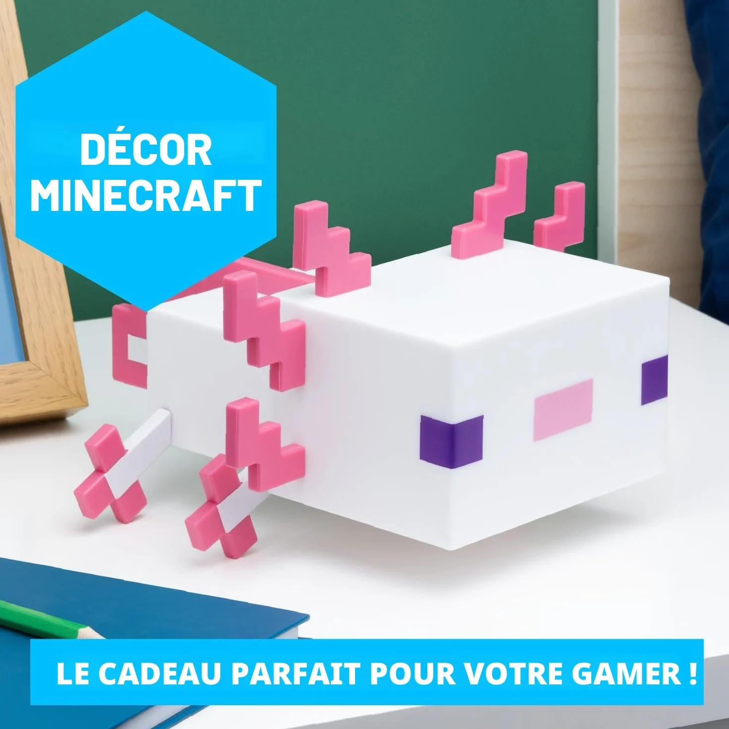 Lampe Axolotl Minecraft Officielle Cinq Modes de Couleur pour Bureau de Jeu