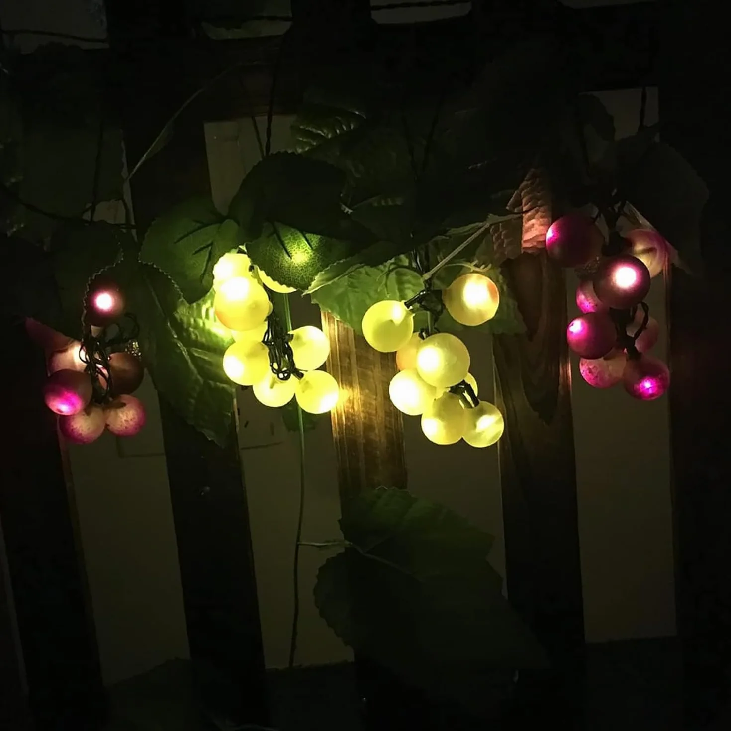Guirlande solaire raisins LED étanche 80 LED décoration fruits lumière vert