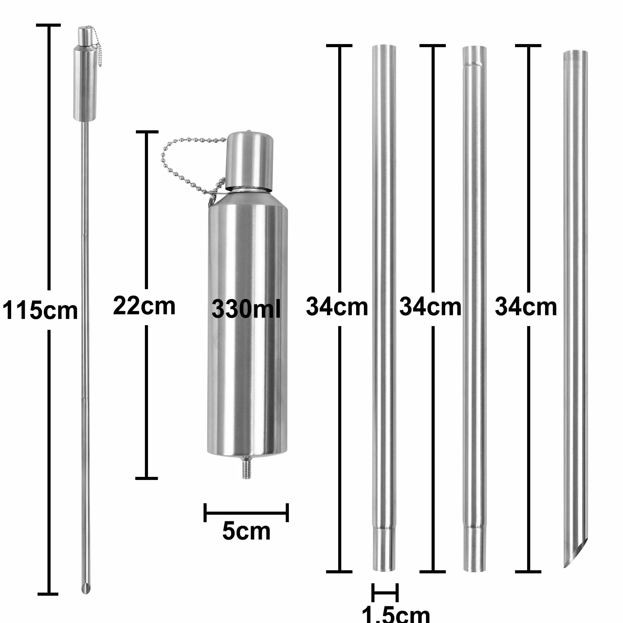 Lot de 6 torches de jardin en acier inoxydable rechargeable