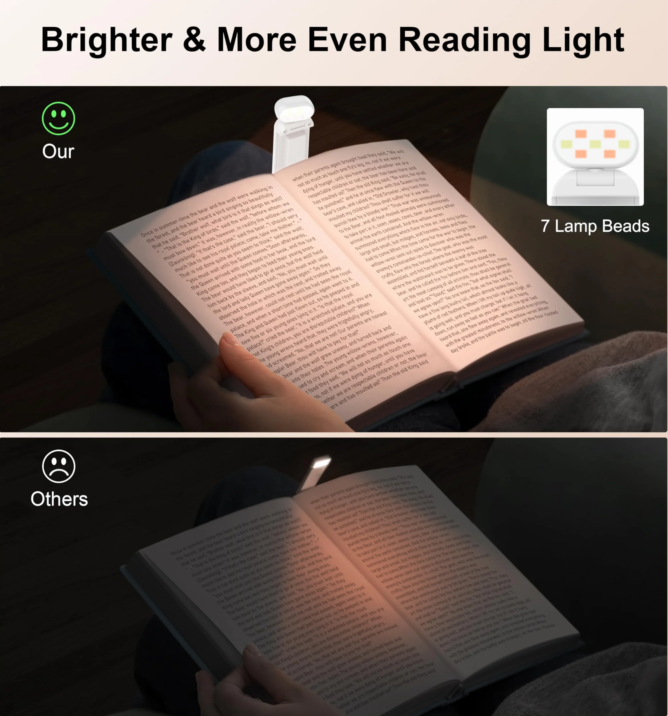 Gritin Lampe de Lecture Rechargeable, 3 Couleurs Protection des Yeux, 5 Niveaux de Luminosité, Portable, Blanc