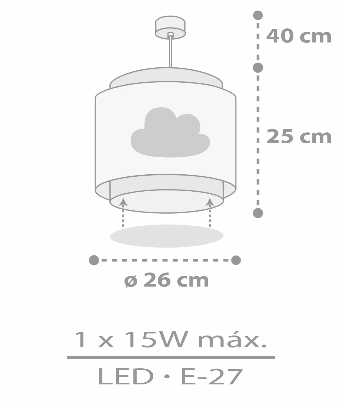 Dalber Lampe Suspension Nuage Gris E27 Chambre Enfants