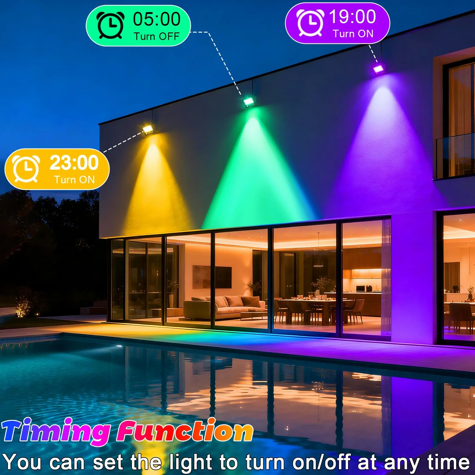 CREATESTAR 30W Projecteur LED RGB Exterieur 2pcs, 16 Millions Couleurs, IP66 Etanche avec APP Bluetooth et Telecommande