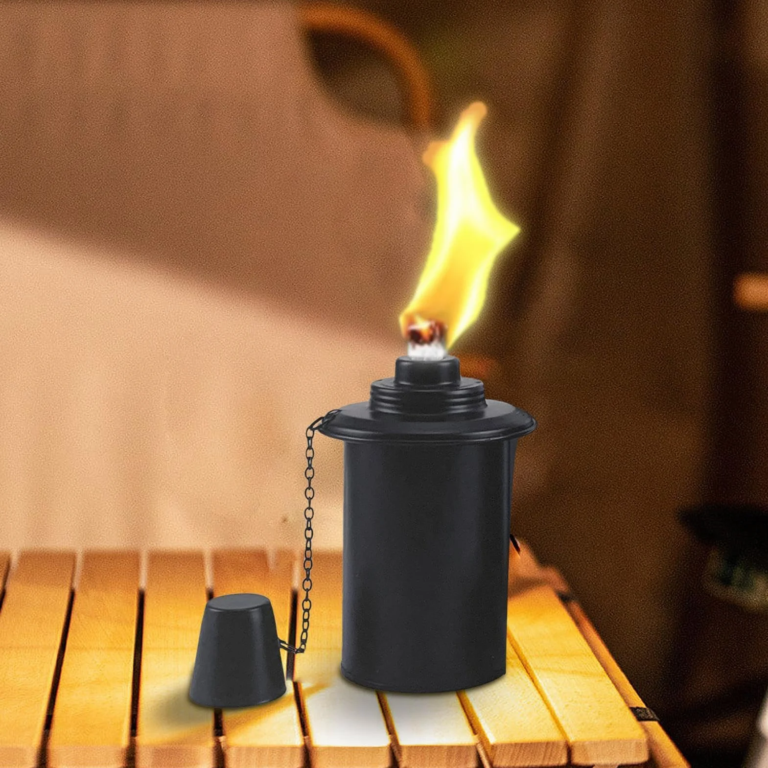 Lot de 4 Cartouches de Torche Rechargeables avec Couvercle en Métal, Torche à la Citronnelle pour Jardin