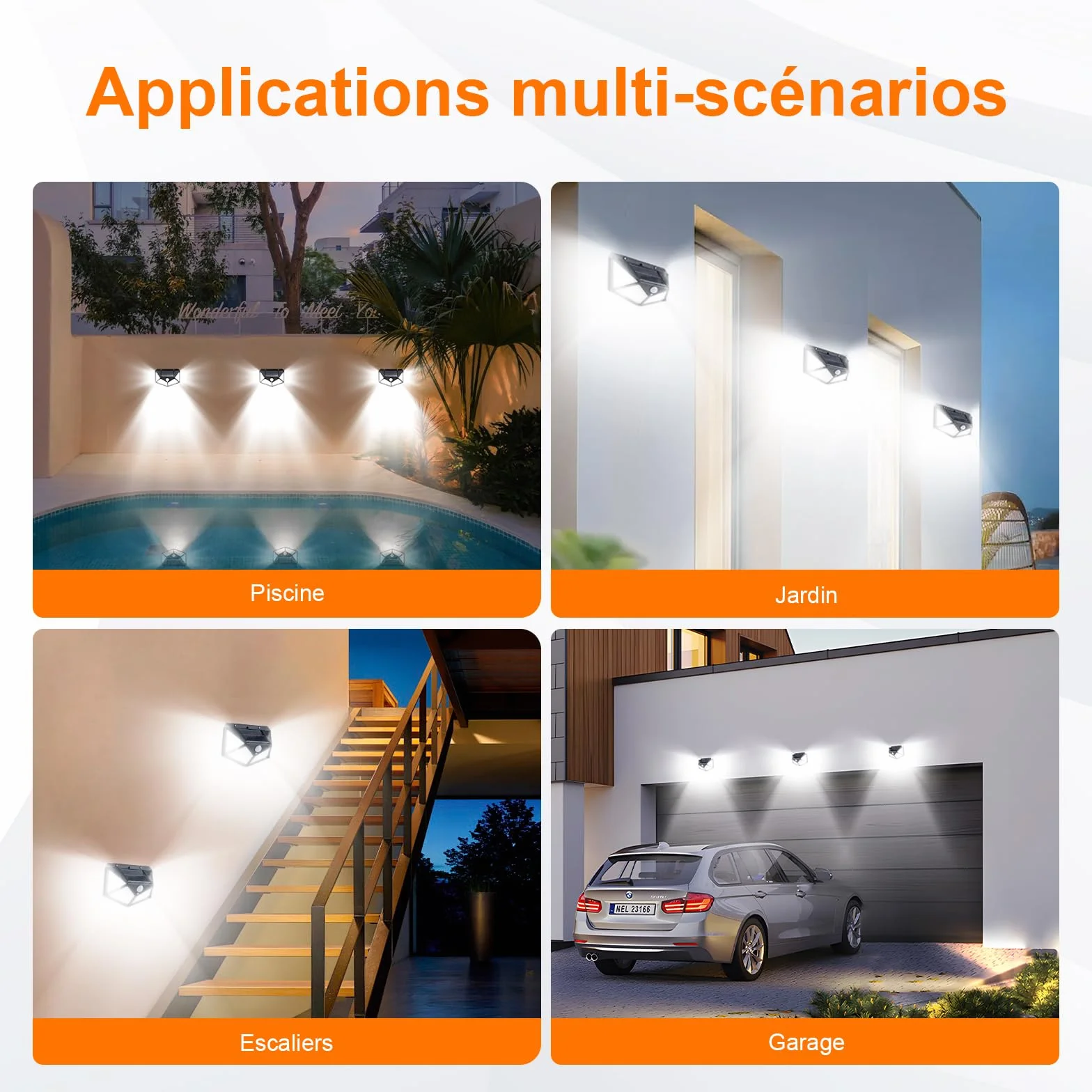 Lampe Solaire Extérieur LED 100 LEDs Détecteur de Mouvement IP65 270° 800mAh GDK203-2 Lot de 2