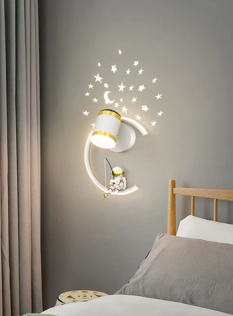 Lampe Murale LED 12W Dimmable Moderne Applique Murale Astronaute Lumière Chambre Enfant Garçon Fille Salon Veilleuse