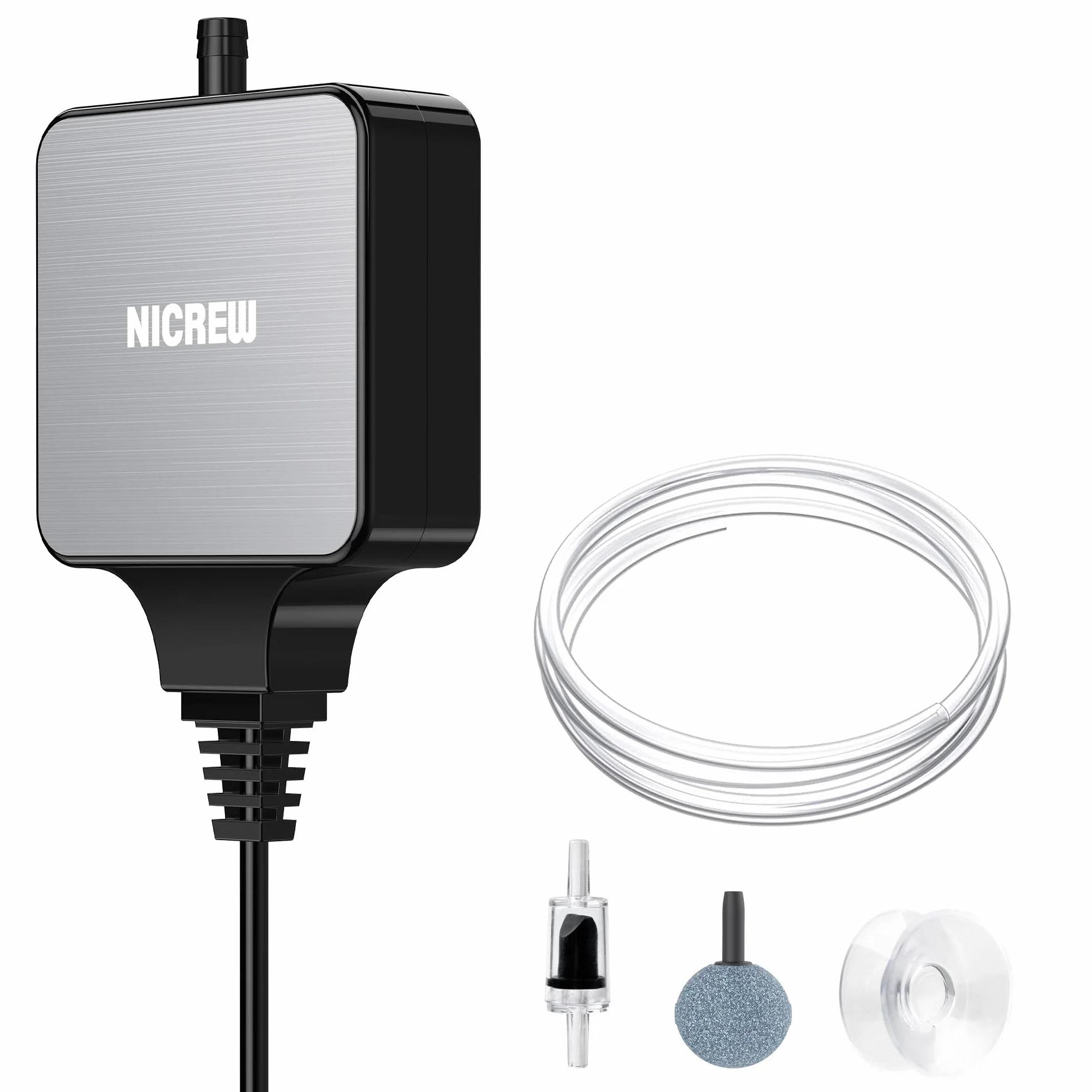 NICREW Bulleur Aquarium Ultra-Silencieux 33 DB, Pompe à Air Nano Silent Mini 40L, 18 L/H, 1,5W