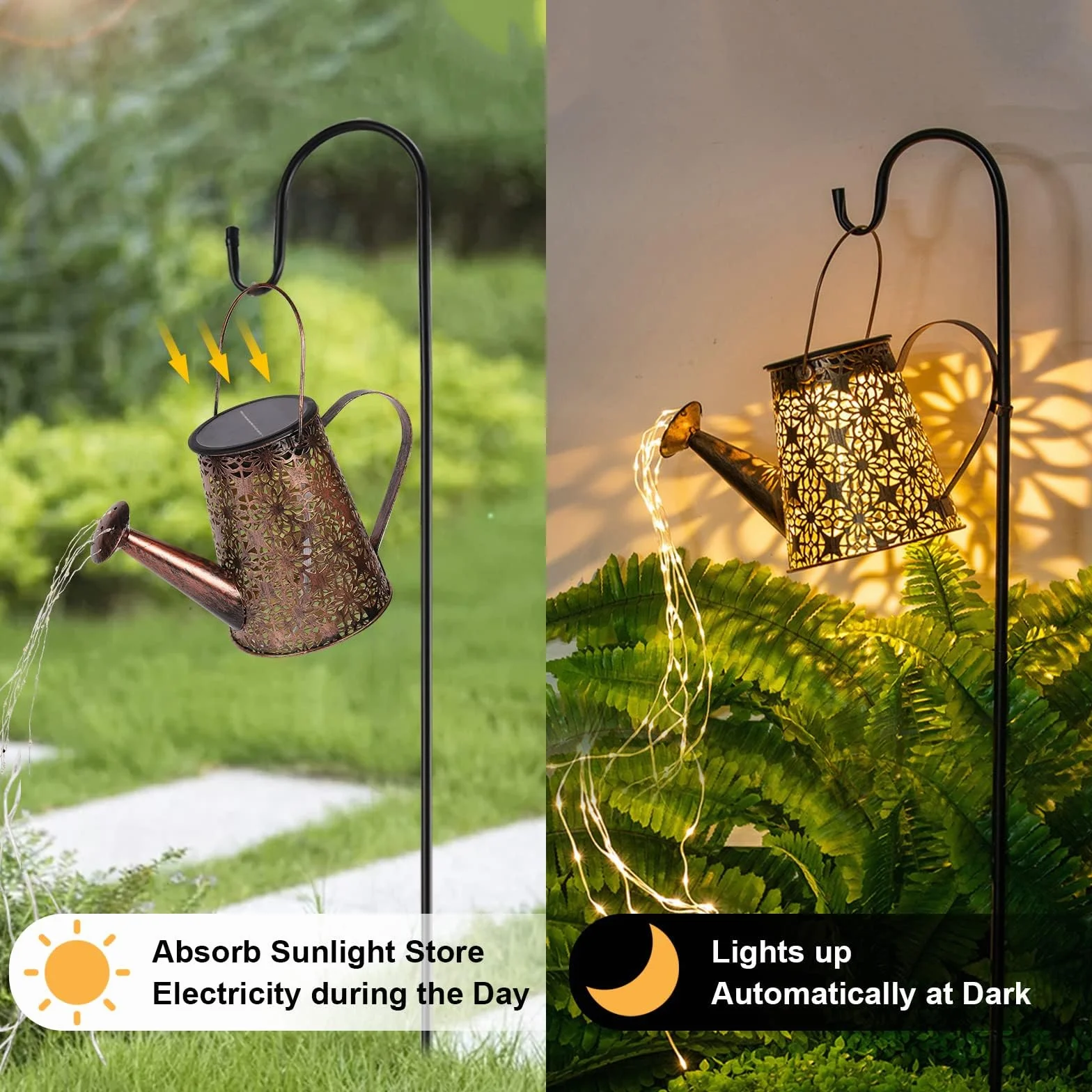 Arrosoir Solaire Extérieur Guirlandes Lumineuses ES Décoration Jardin avec Support en Forme d'Étoile