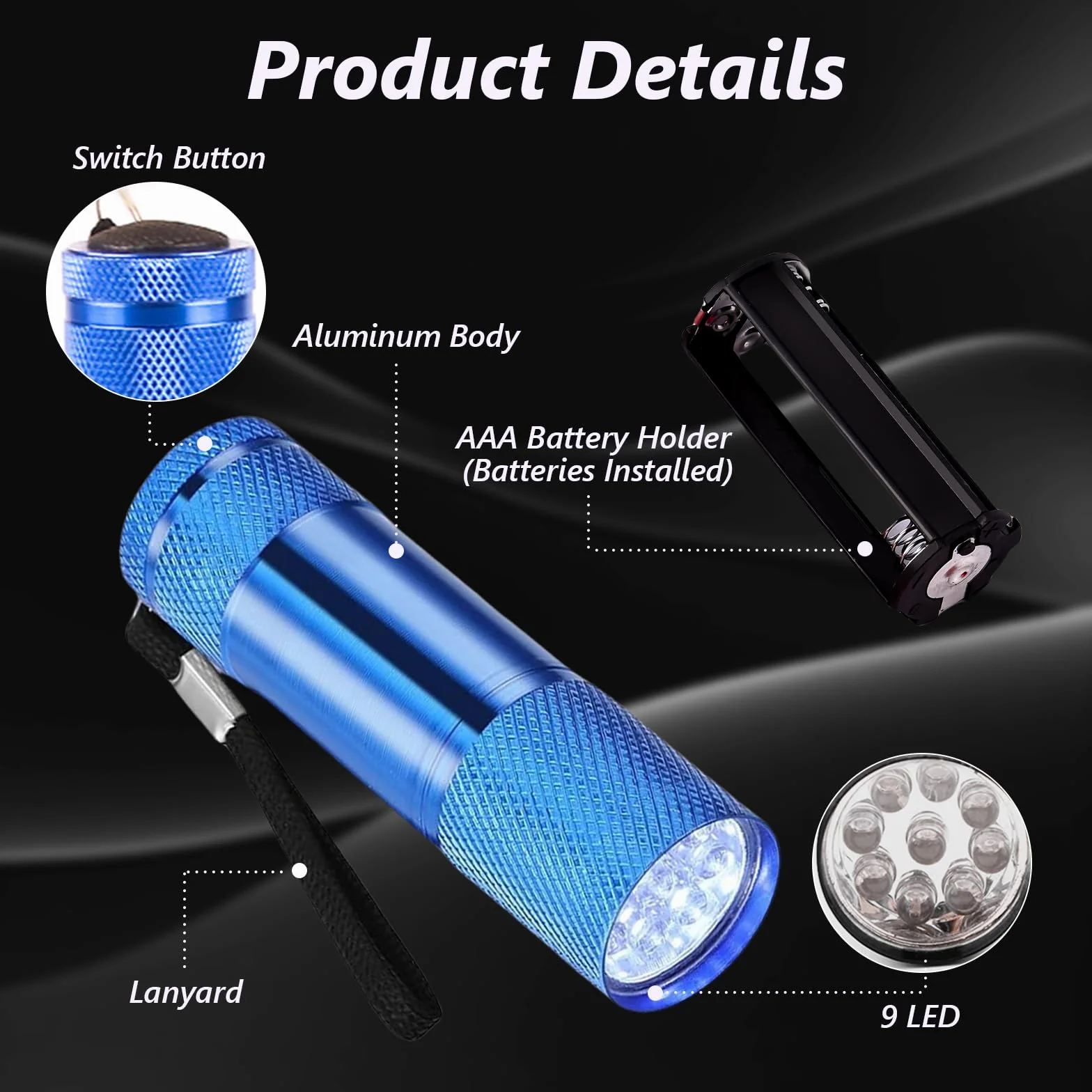 flintronic 5 Pièce Mini Lampe de Poche LED Aluminium avec 15 Piles AAA Étanche