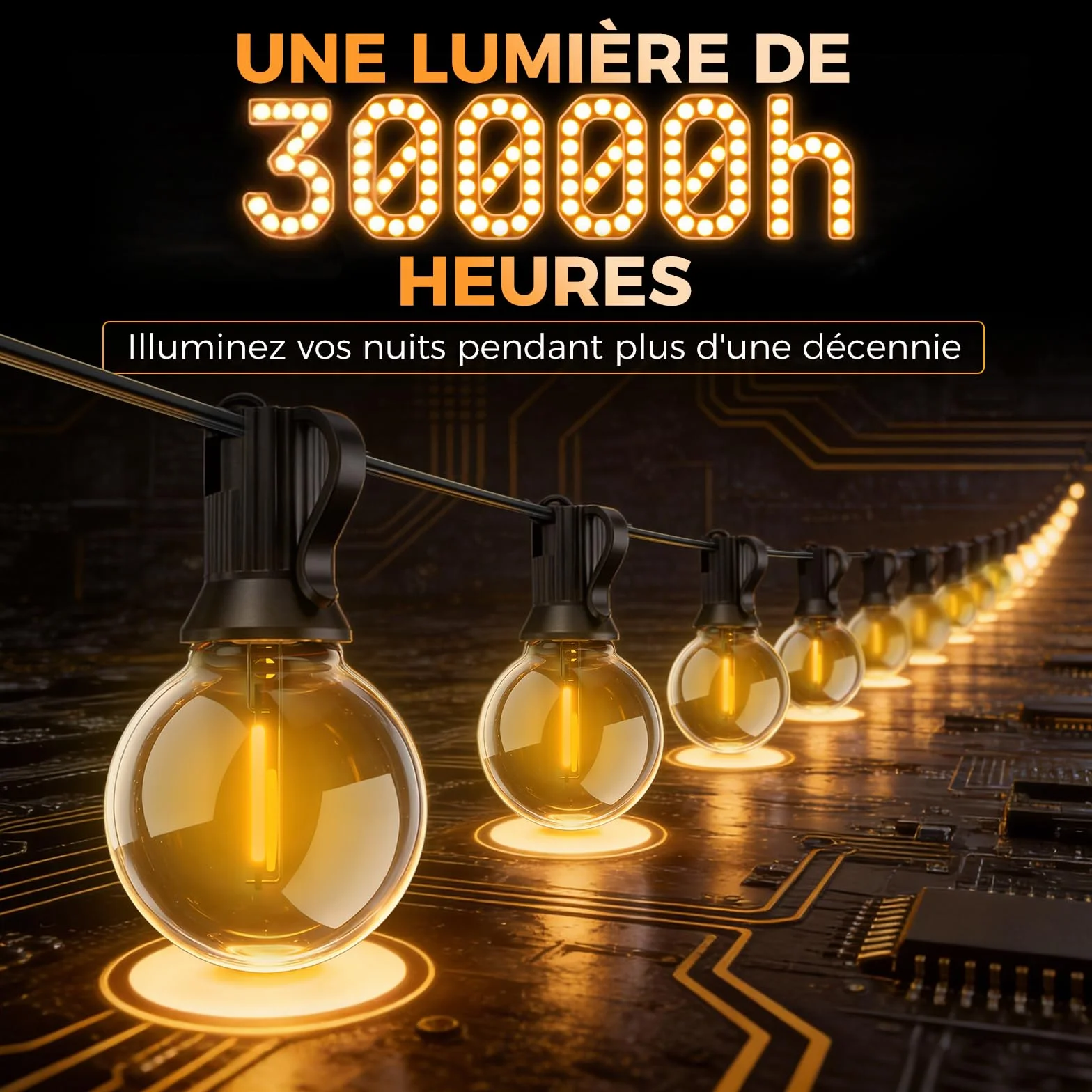 Guirlande Lumineuse Exterieure G40 LED 33,3M avec App & Télécommande Dimmable IP44