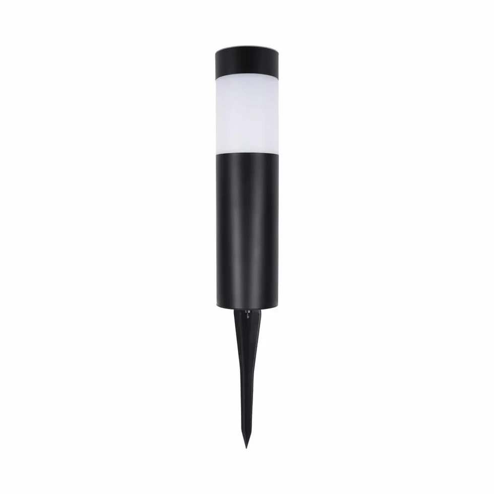 RexTech Lot de 8 lampes solaires de jardin LED avec piquet de terre, plastique noir, lumière blanche chaude