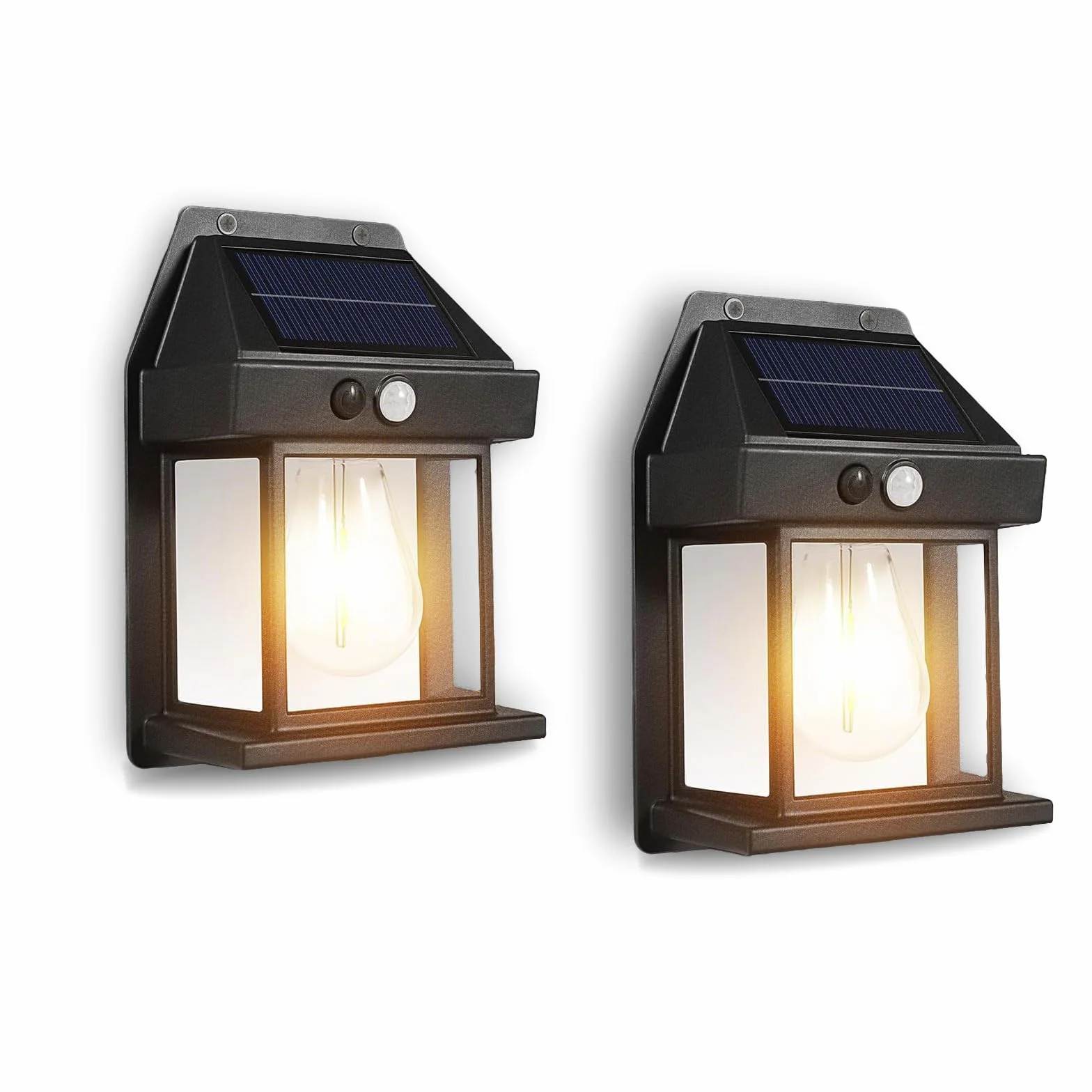Lanterne Murale Solaire Étanche IP65 avec Détecteur de Mouvement 3 Modes 1200mAh, Éclairage Sécurité pour Jardin (Blanc chaud)