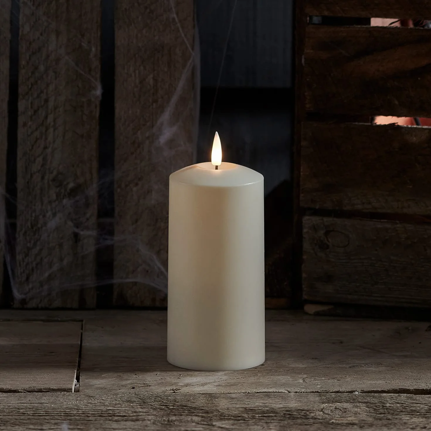 Lights4fun Grande Bougie TruGlow® LED Blanc Chaud 15 cm Extérieur Piles