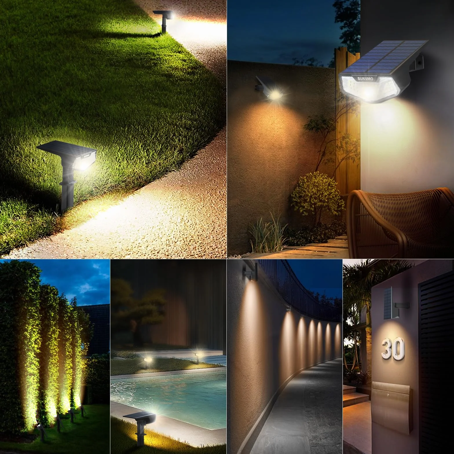 Lampe Solaire Exterieur Lot de 4 IP65 Jardin Allée Chemin Blanc Chaud