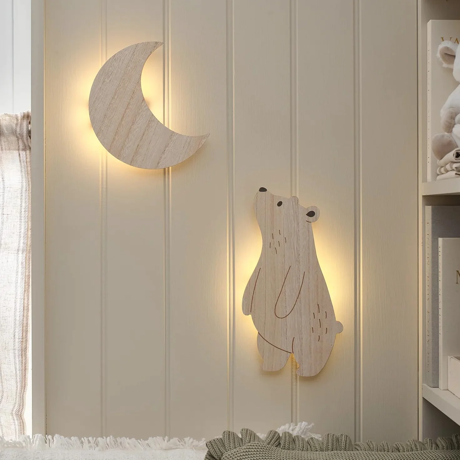 Lights4fun Applique murale lune LED blanc chaud 20 x 3 x 20 cm