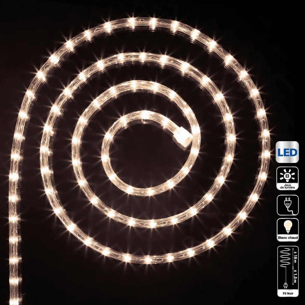 Feeric Lights Tube électrique extérieur 18m 324 LED Blanc Chaud
