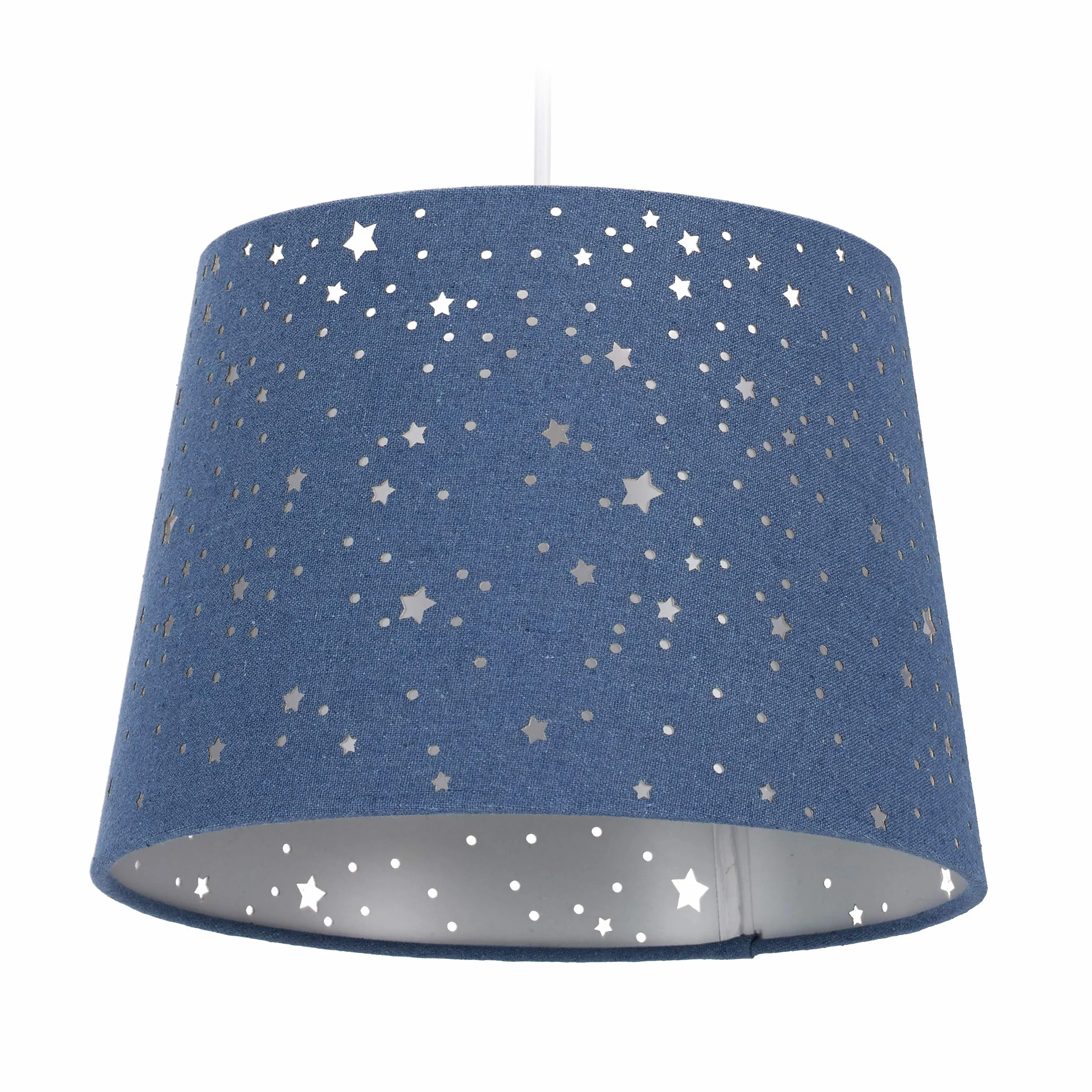 Relaxdays Lampe pour chambre motif ciel étoilé, enfants, abat-jour rond, bleu, 122 x 27 x 27 cm