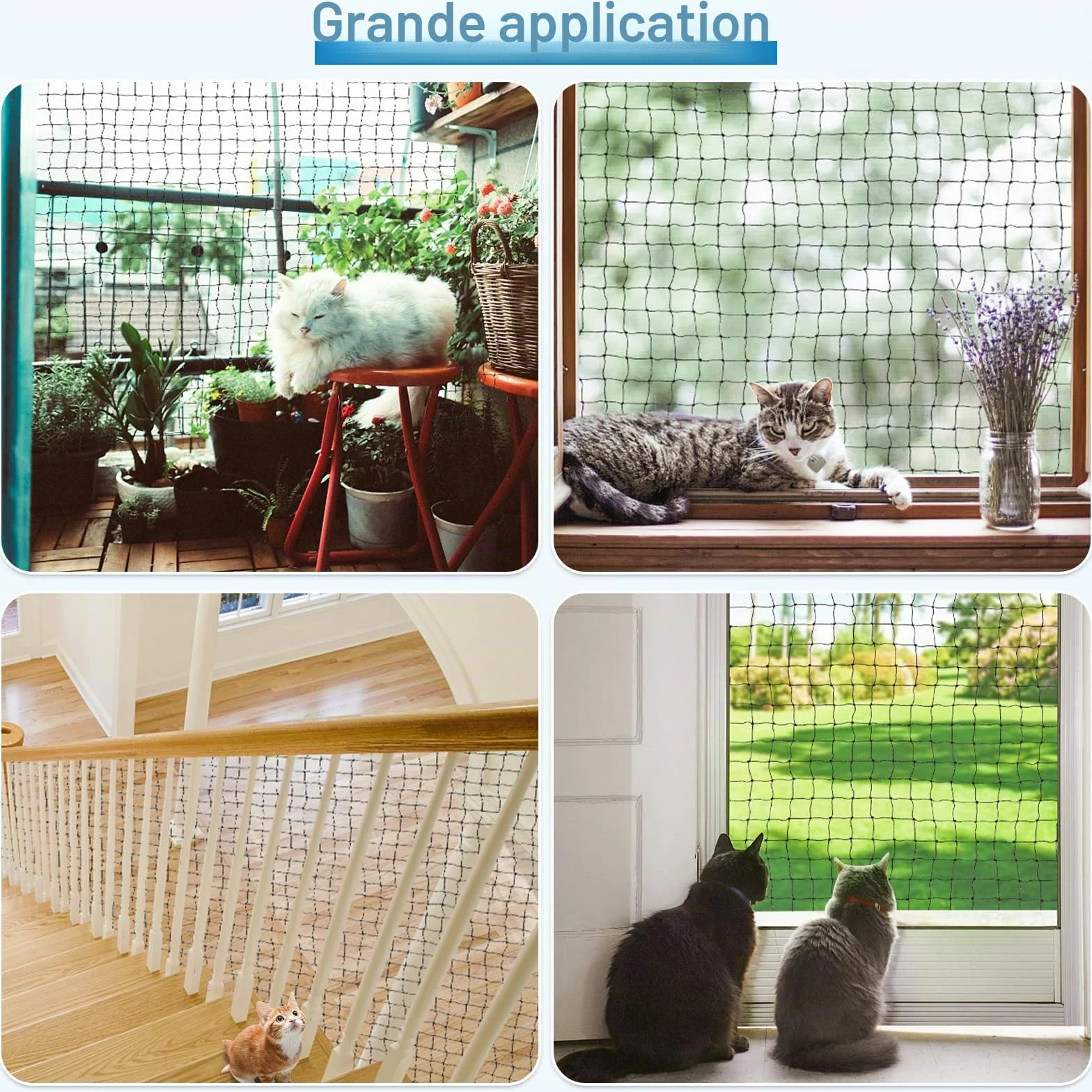 Filet Chat Balcon Renforcé 3x2M Protection Résistant Morsures UV