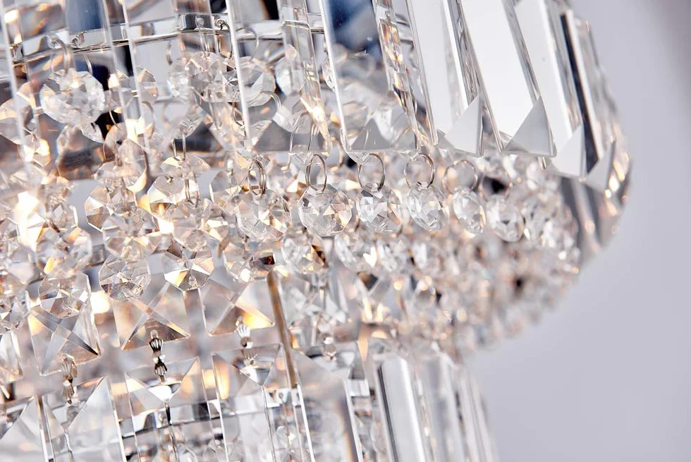 Bestier Moderne Chrome Cristal Plafonnier Éclairage Lustre Éclairage LED Plafonnier Lampe Pour Salle À Manger Salle De Bains Chambre À Coucher Salon 4 G9 Ampoules Diamètre Requis 33 cm x Hauteur 24 cm