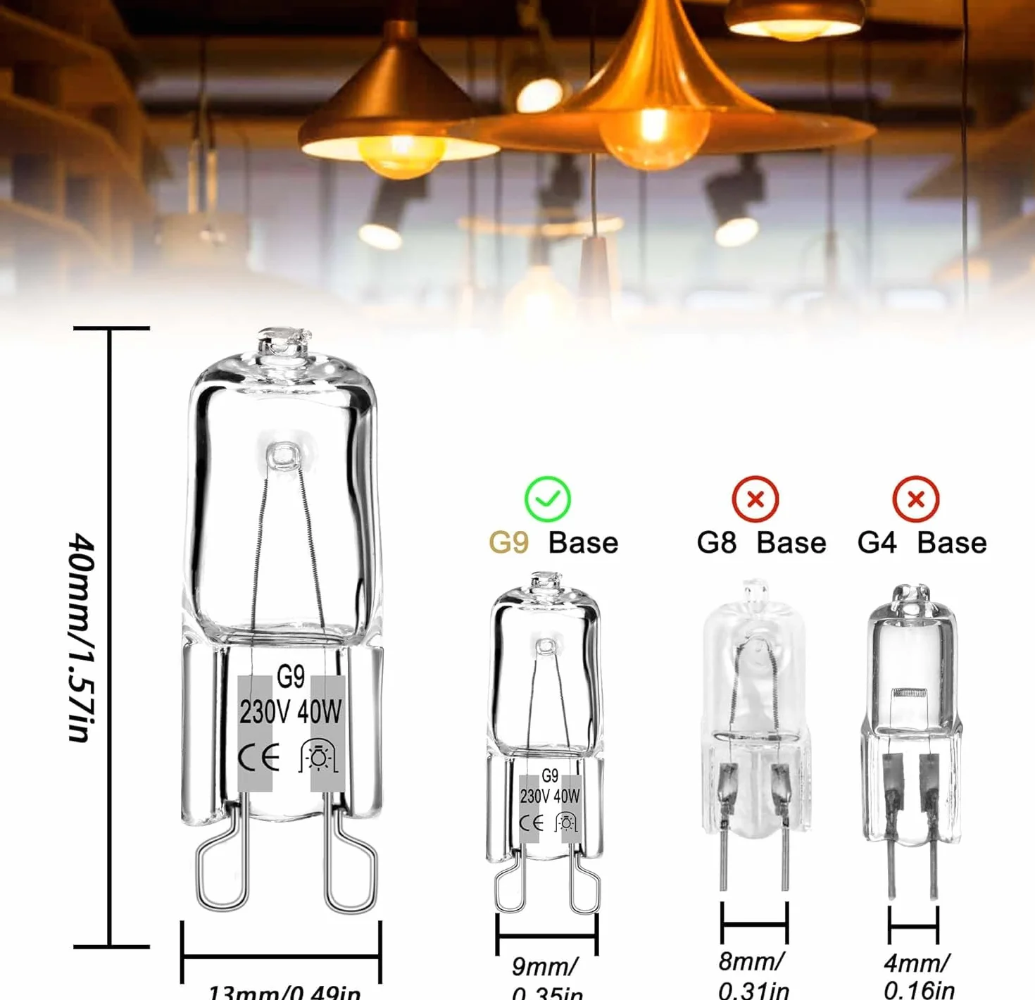 Ampoule Halogène G9 40W 230V Blanc Chaud 560LM 2700K Dimmable 12 Pièces