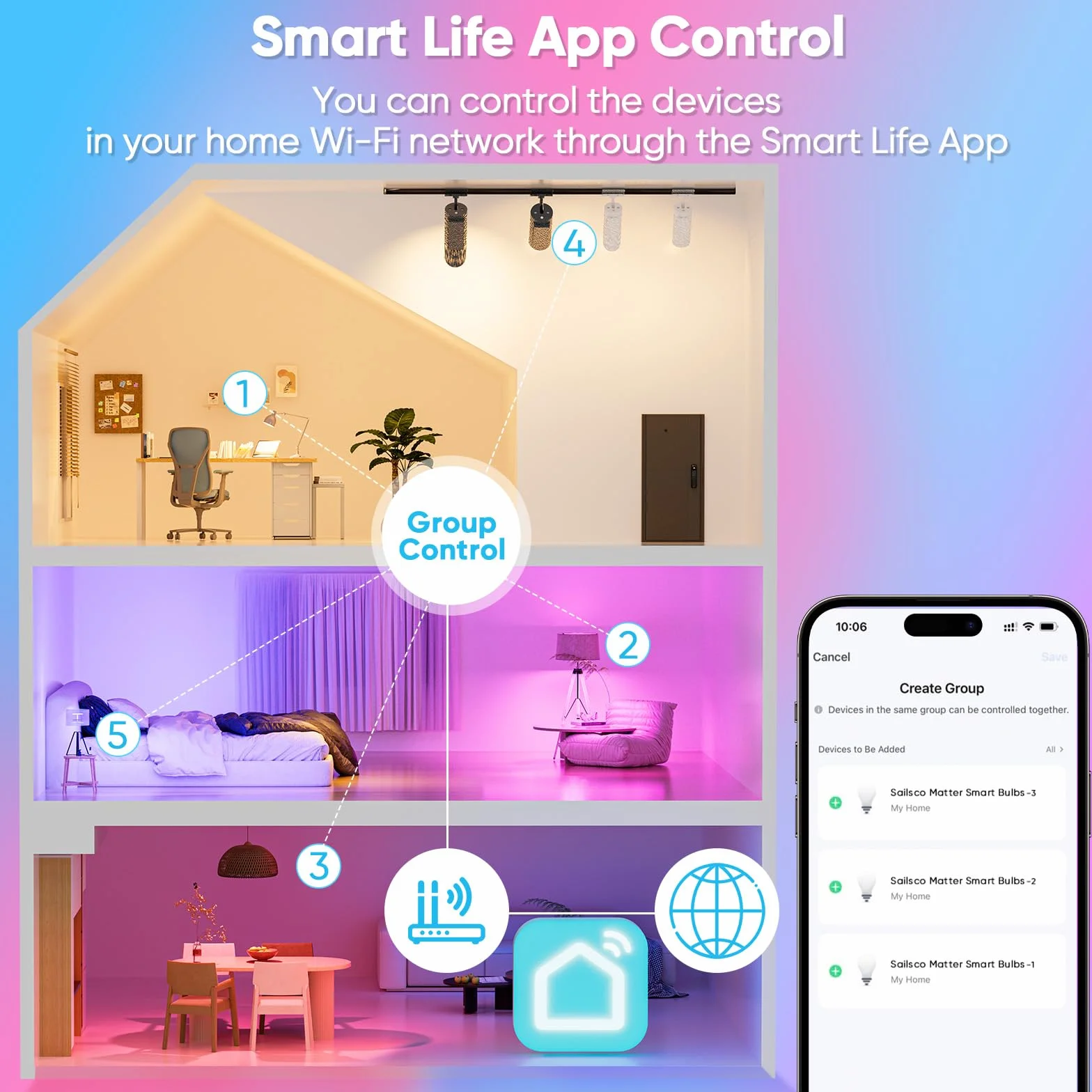 Ampoule Connectée Matter LED GU10 WiFi Intelligente RGB 2700K-6500K Dimmable 4.7W 400LM Lot de 4 Compatible Alexa Smart Life