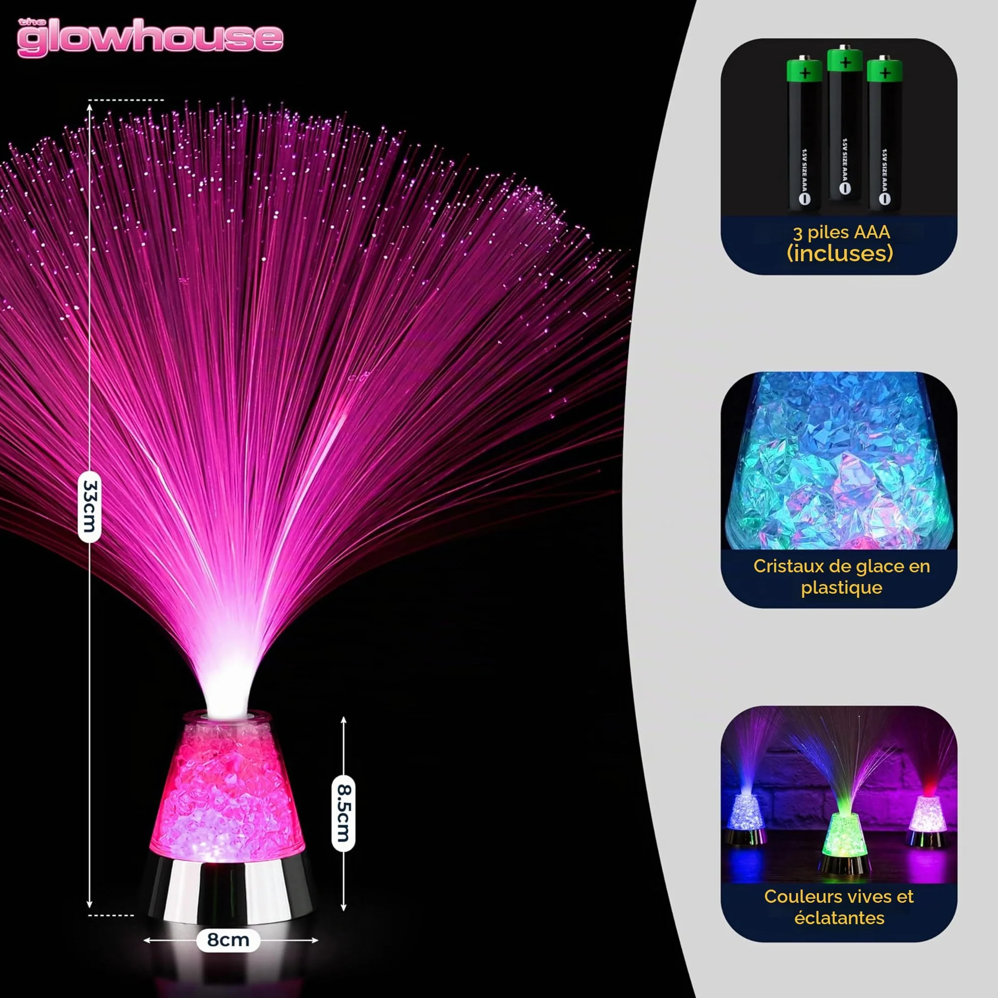 The Glowhouse Lampe en fibres optiques 34 cm
