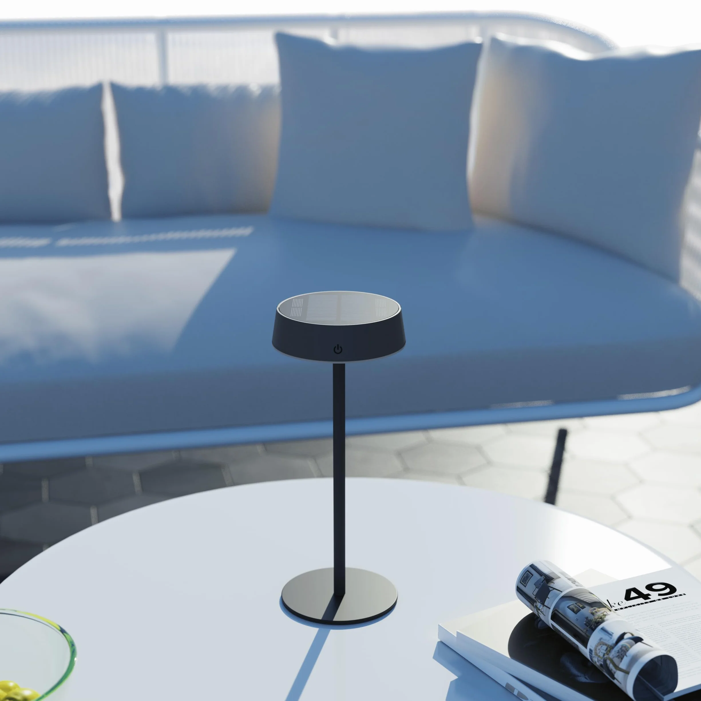 CALEX Parma Lampe de Table Solaire, Sans Fil, Rechargeable, Contrôle Tactile, Noir