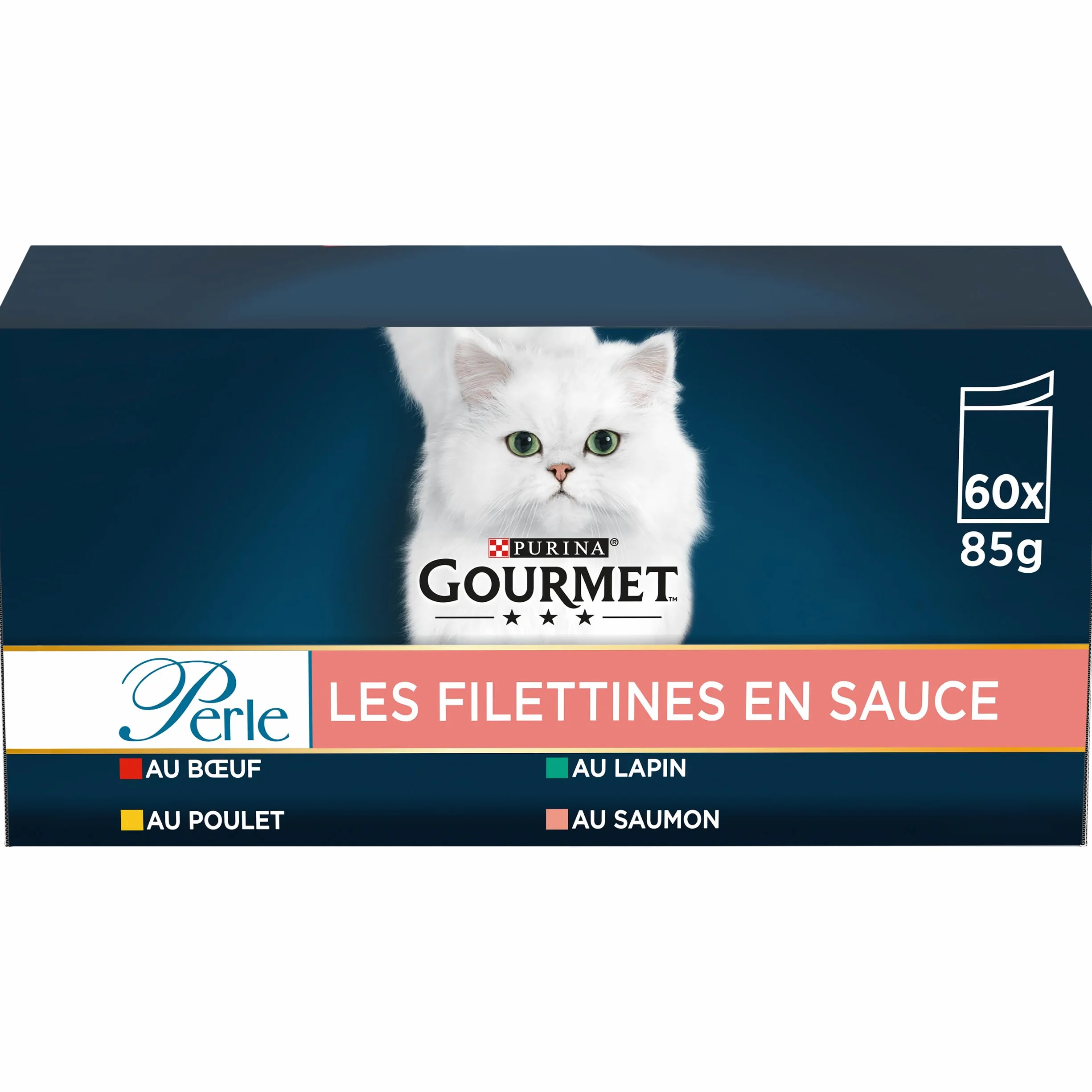 Gourmet Les Filettines en Sauce Bœuf Poulet Lapin Saumon 60 x 85 g