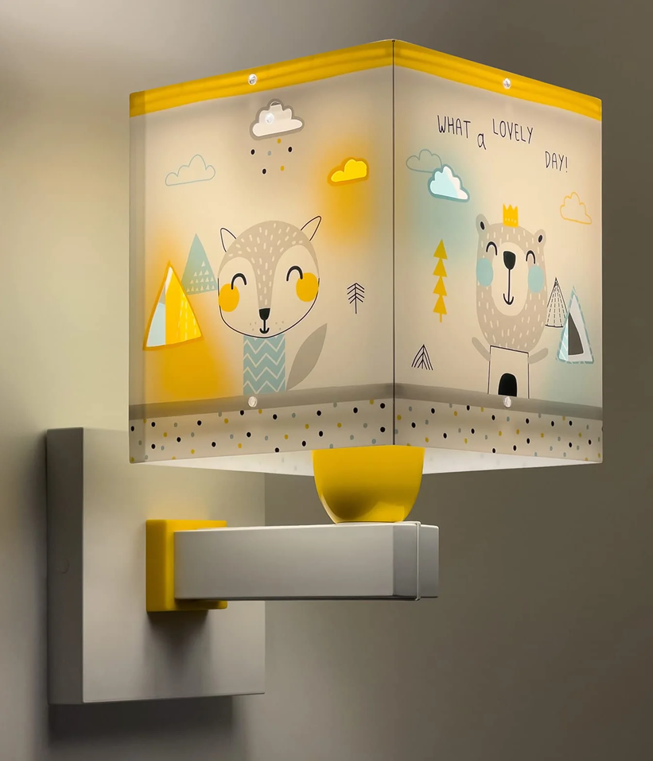 Dalber Applique Murale Enfant Hello Little Animaux Renard Ours Raton Laveur Lapin Multicolore E27