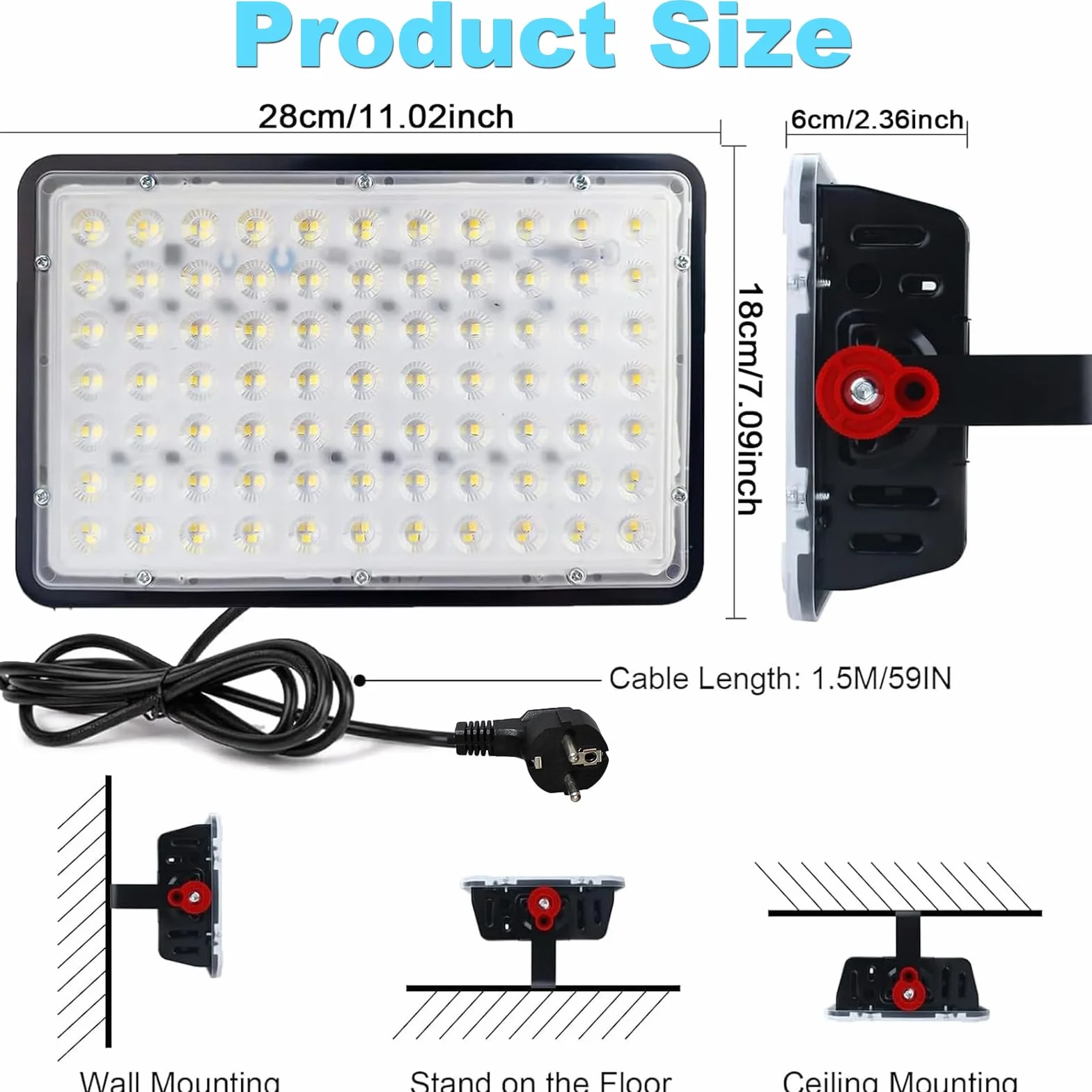 Projecteurs LED Extérieur 200W Lot de 2 20000LM Spot IP66 étanche 6500K Blanc Froid