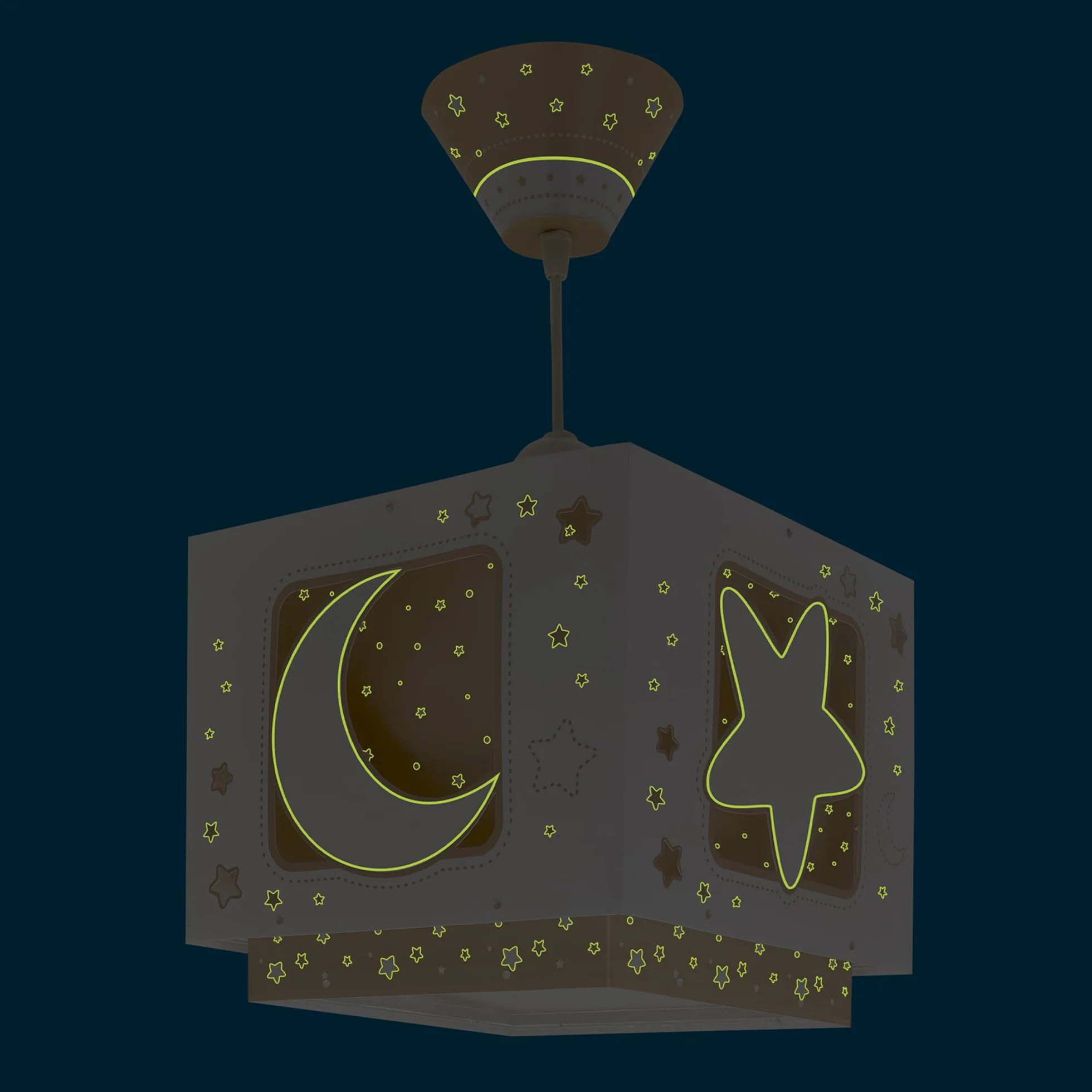 Dalber Lustre Chambre Lampe Suspension Plafonnier Enfants Moonlight Lune Étoiles Beige E27