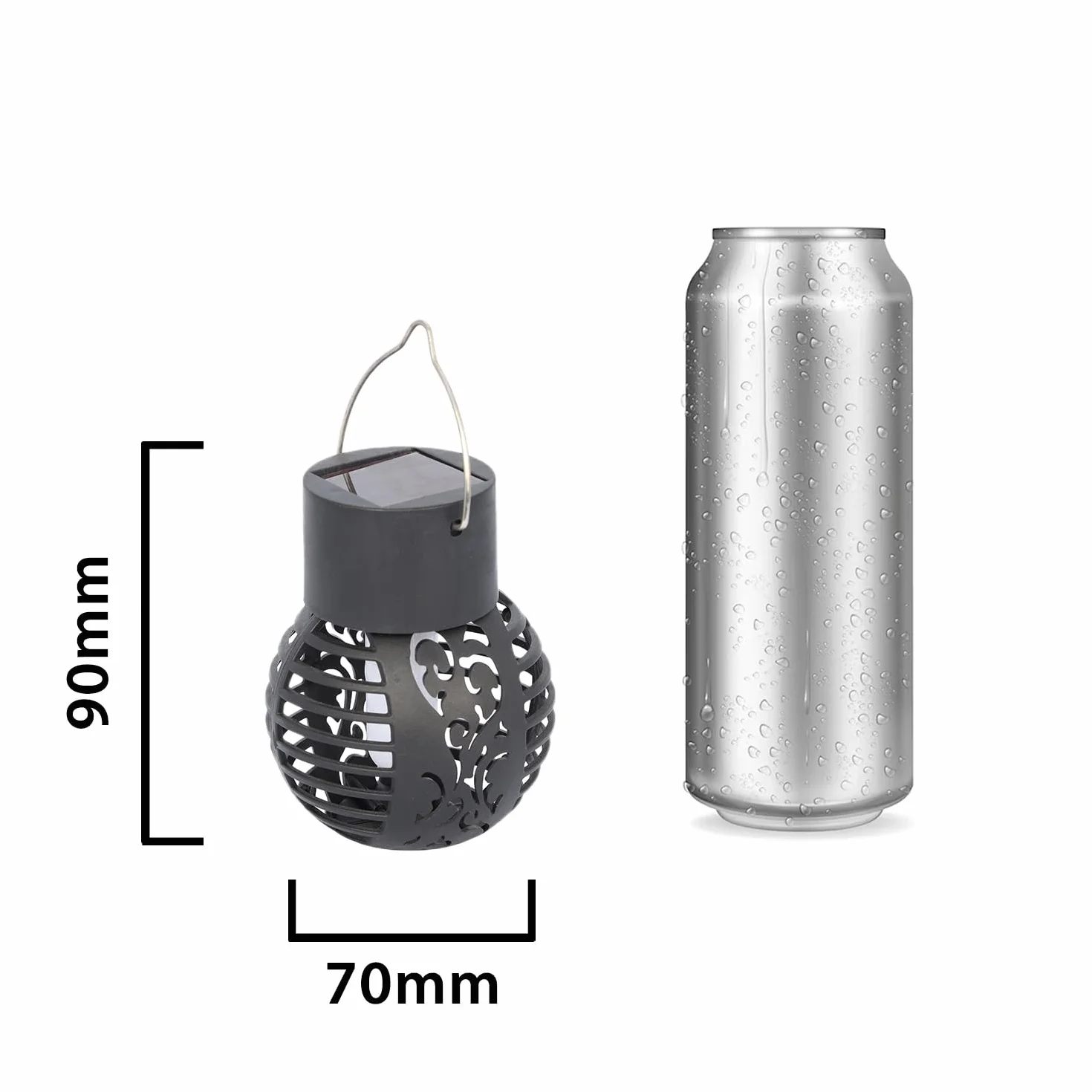 Lampe solaire suspendue LED effet flamme Noir