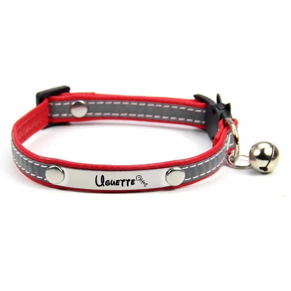 Collier Chat avec Gravure personnalisée, Clochette, Boucle sécurité Anti-étranglement, Bande réfléchissante