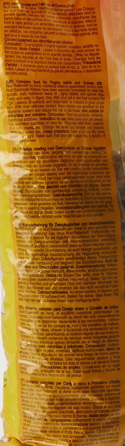 Aimé Granulés Lapin Nain et Cochon d'Inde 1kg Repas Complet Apports Nutritionnels Garantis