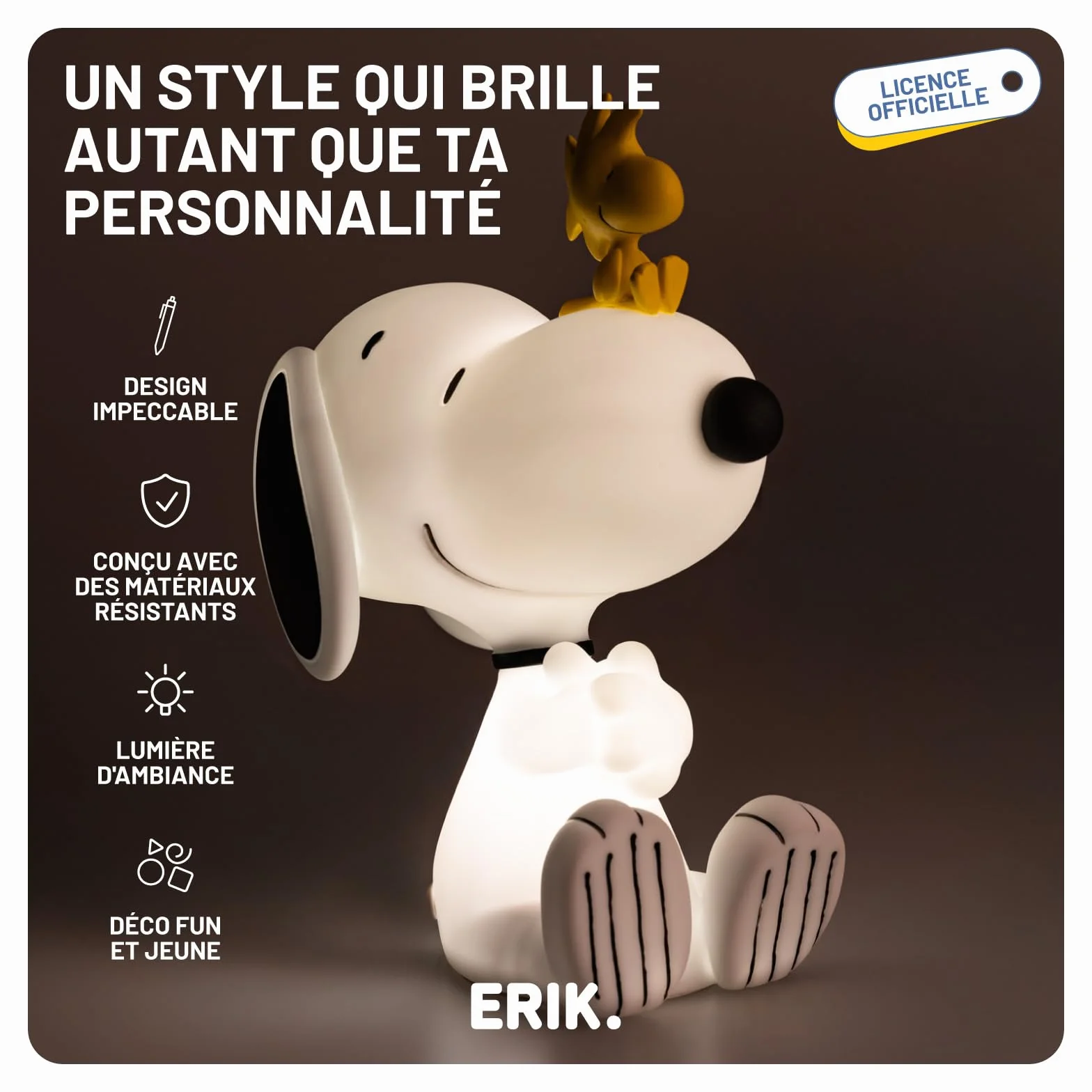 Grupo Erik Lampe Décorative Snoopy Veilleuse Enfant Fonctionne avec 3 Piles AAA ou USB
