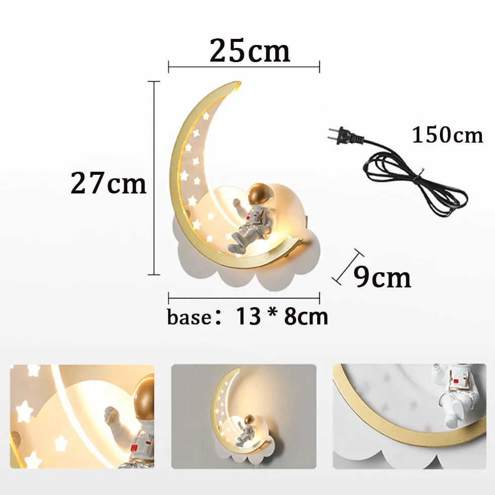 Applique Murale LED Dimmable avec Interrupteur Lampe de Chevet Chambre Nuage Astronaute Veilleuse Enfant
