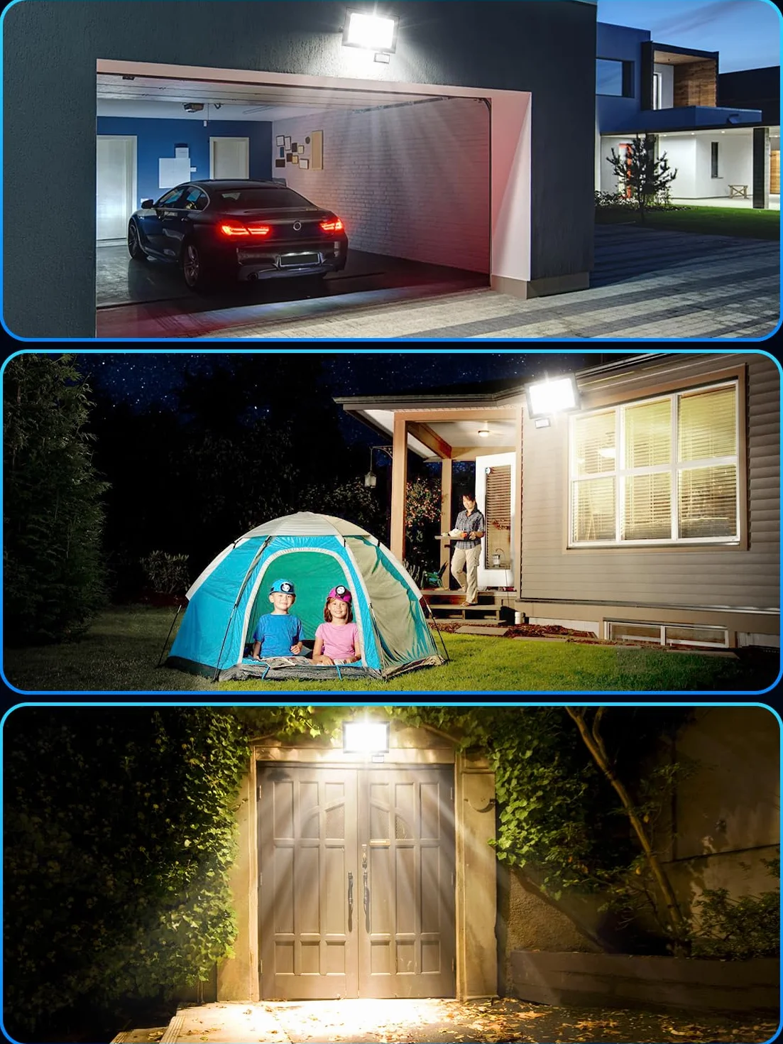 Projecteur LED Exterieur 150W Detecteur de Mouvement 3000K/4500K/6500K 15000LM IP66 Etanche