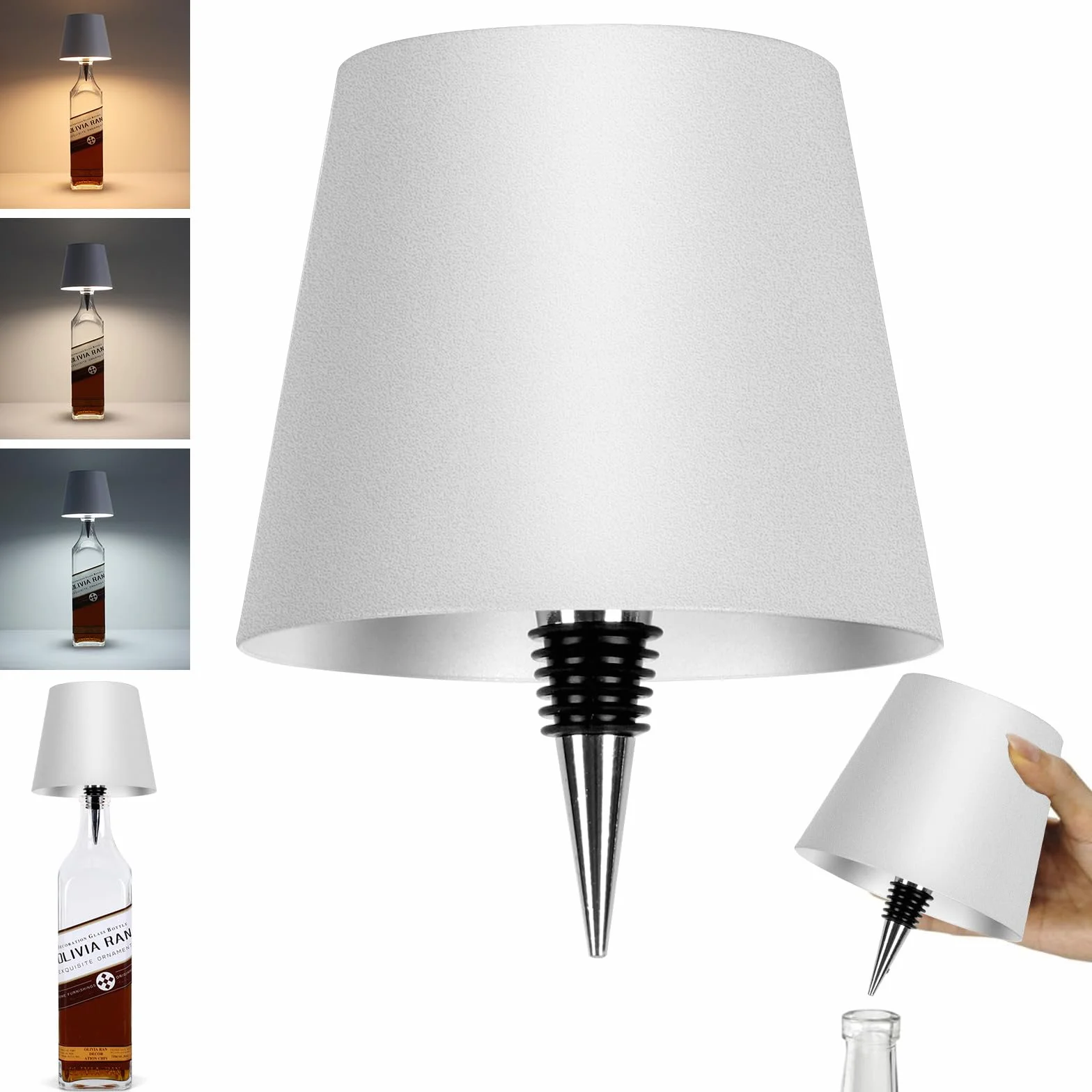 Lampe bouteille sans fil rechargeable USB, 3 couleurs intensité variable, lampe de bureau LED pour bar restaurant salon chambre