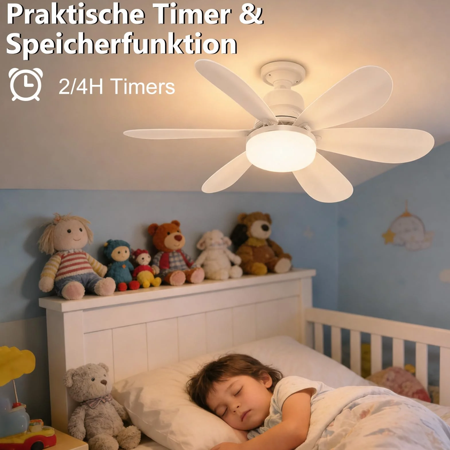 Ventilateur de Plafond avec Lumière et Télécommande 50cm LED E27 Dimmable Minuterie 3 Températures 3000K-6500K 3 Vitesses